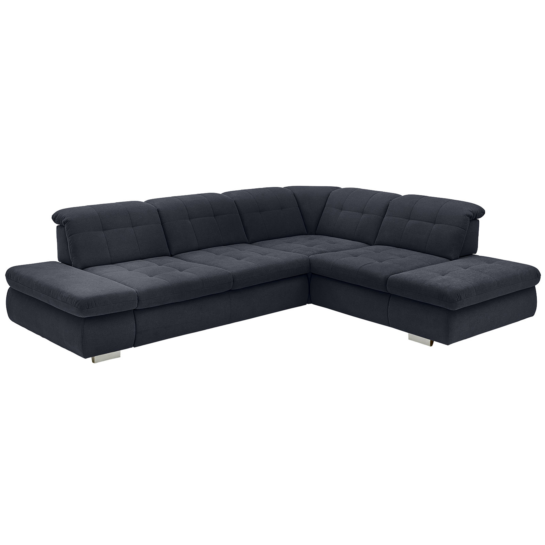 polsterpower Ecksofa - marine - Basismodell - Anstellhocker rechts