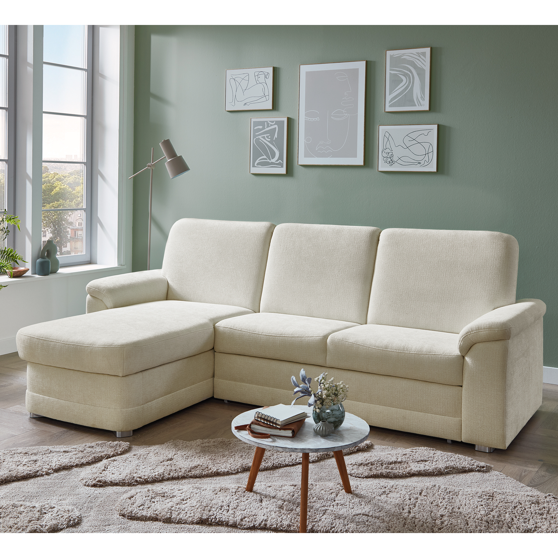 polsterpower Ecksofa - natur - Basismodell - Canape links