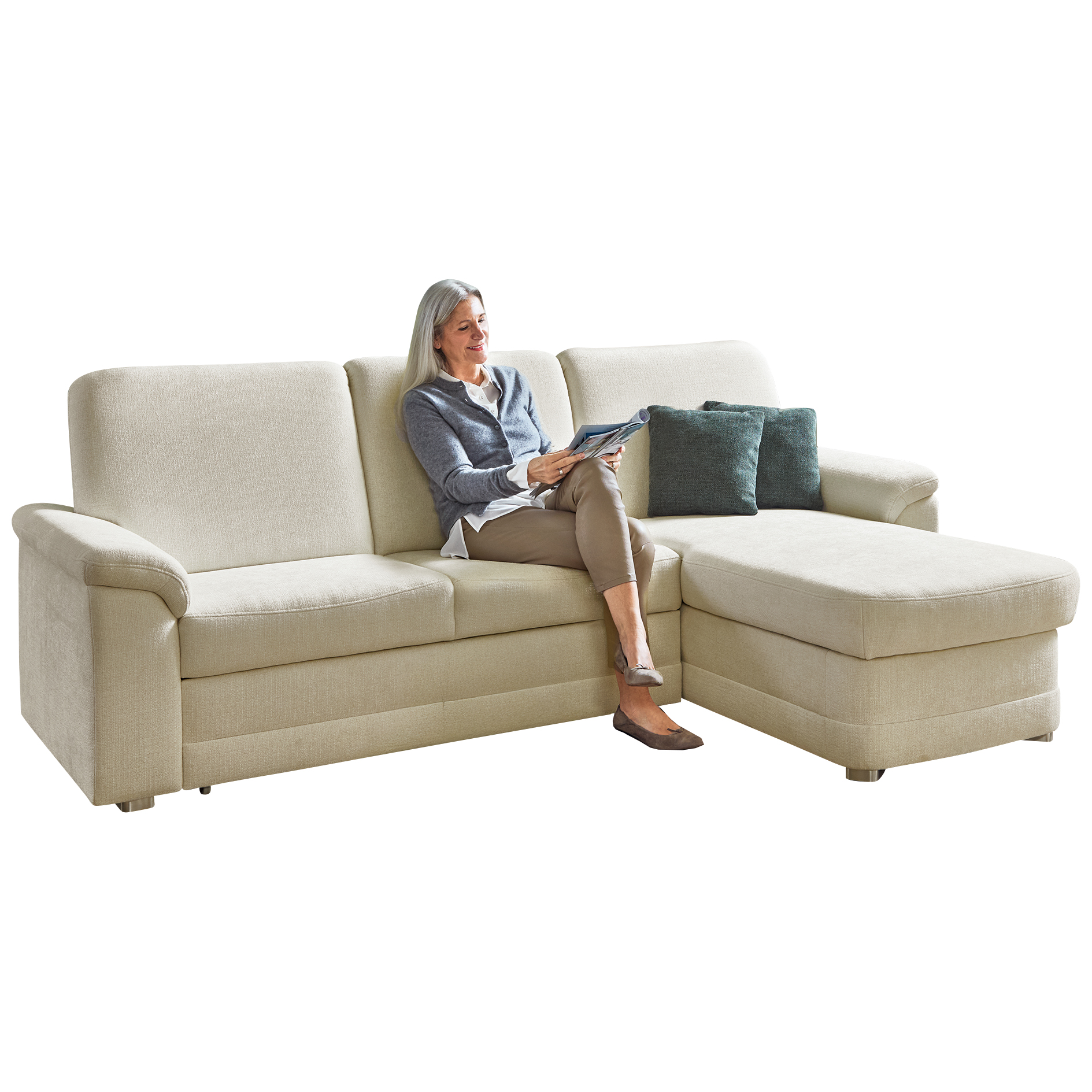 polsterpower Ecksofa - natur - Basismodell - Canape rechts