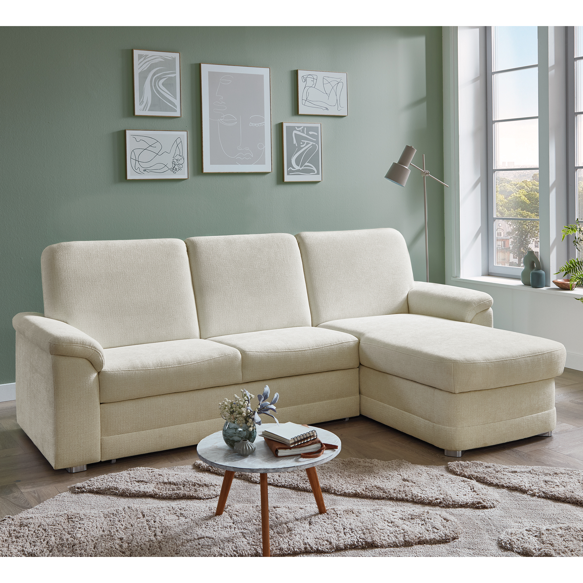 polsterpower Ecksofa - natur - Basismodell - Canape rechts