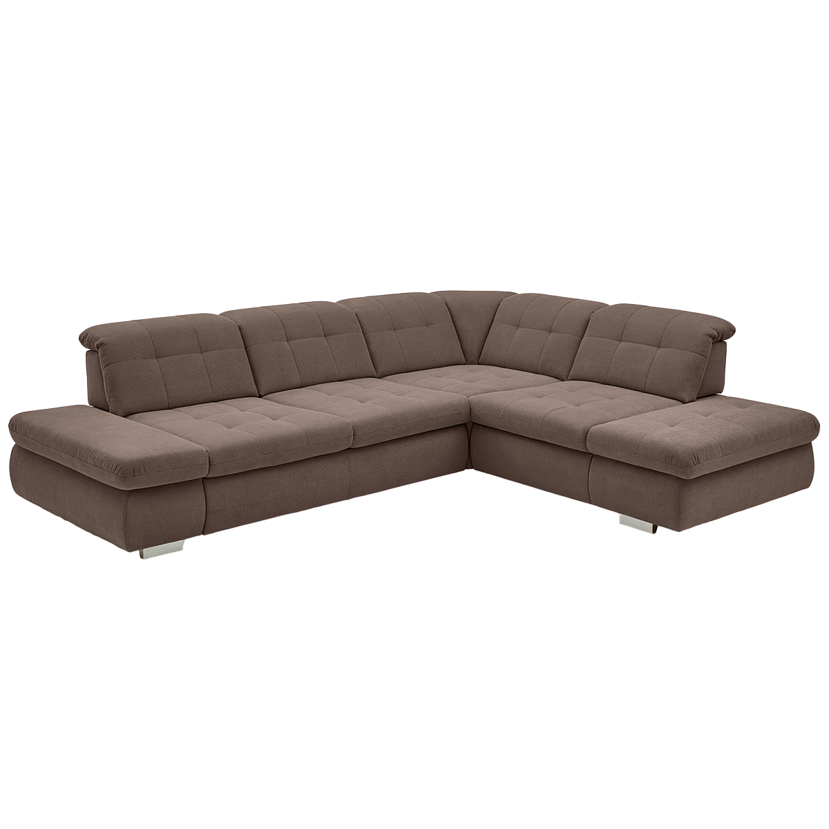 polsterpower Ecksofa - nougat - Basismodell - Anstellhocker rechts