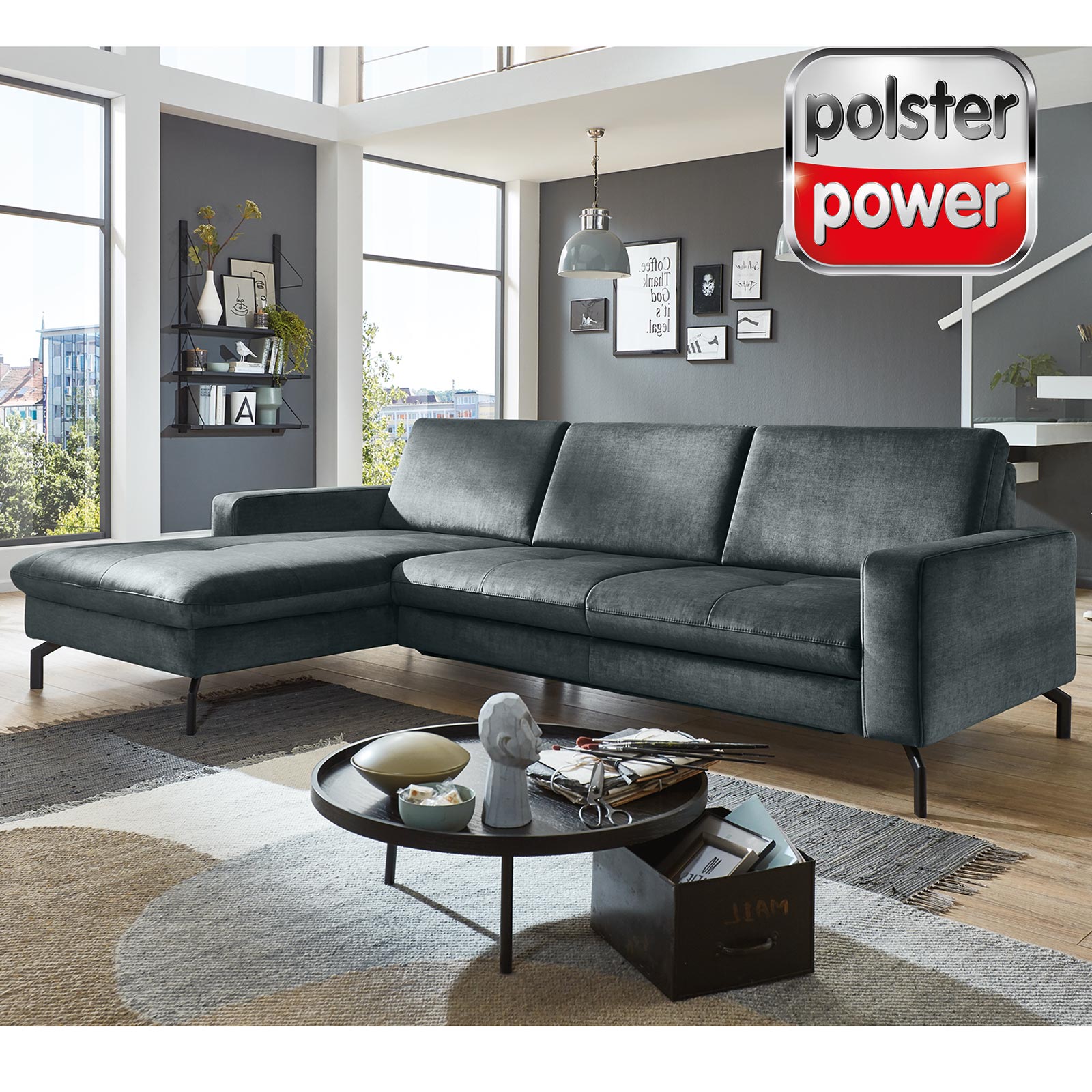 polsterpower Ecksofa - opal - Basismodell - Canapé links