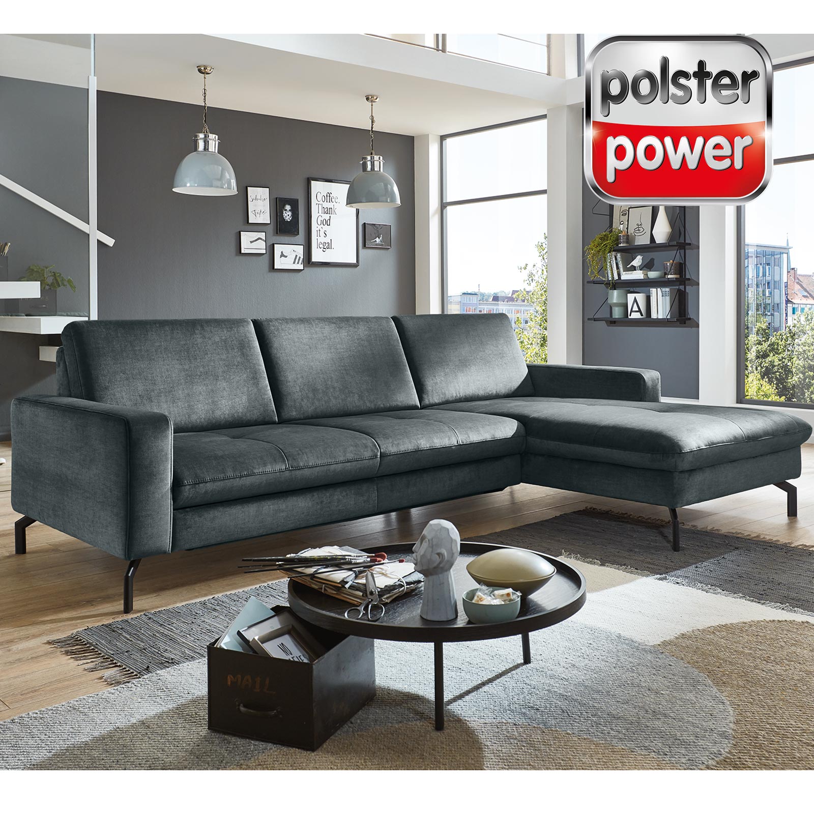polsterpower Ecksofa - opal - Basismodell - Canapé rechts