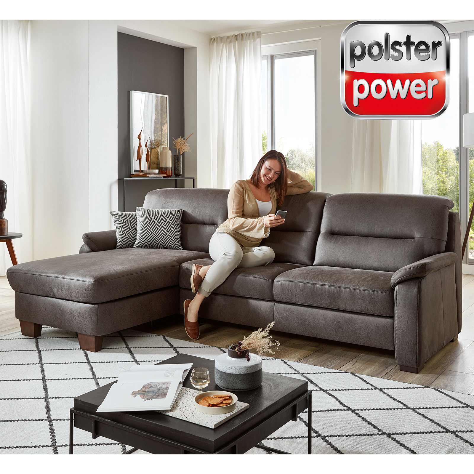 polsterpower Ecksofa - Saddle anthrazit - Basismodell - links