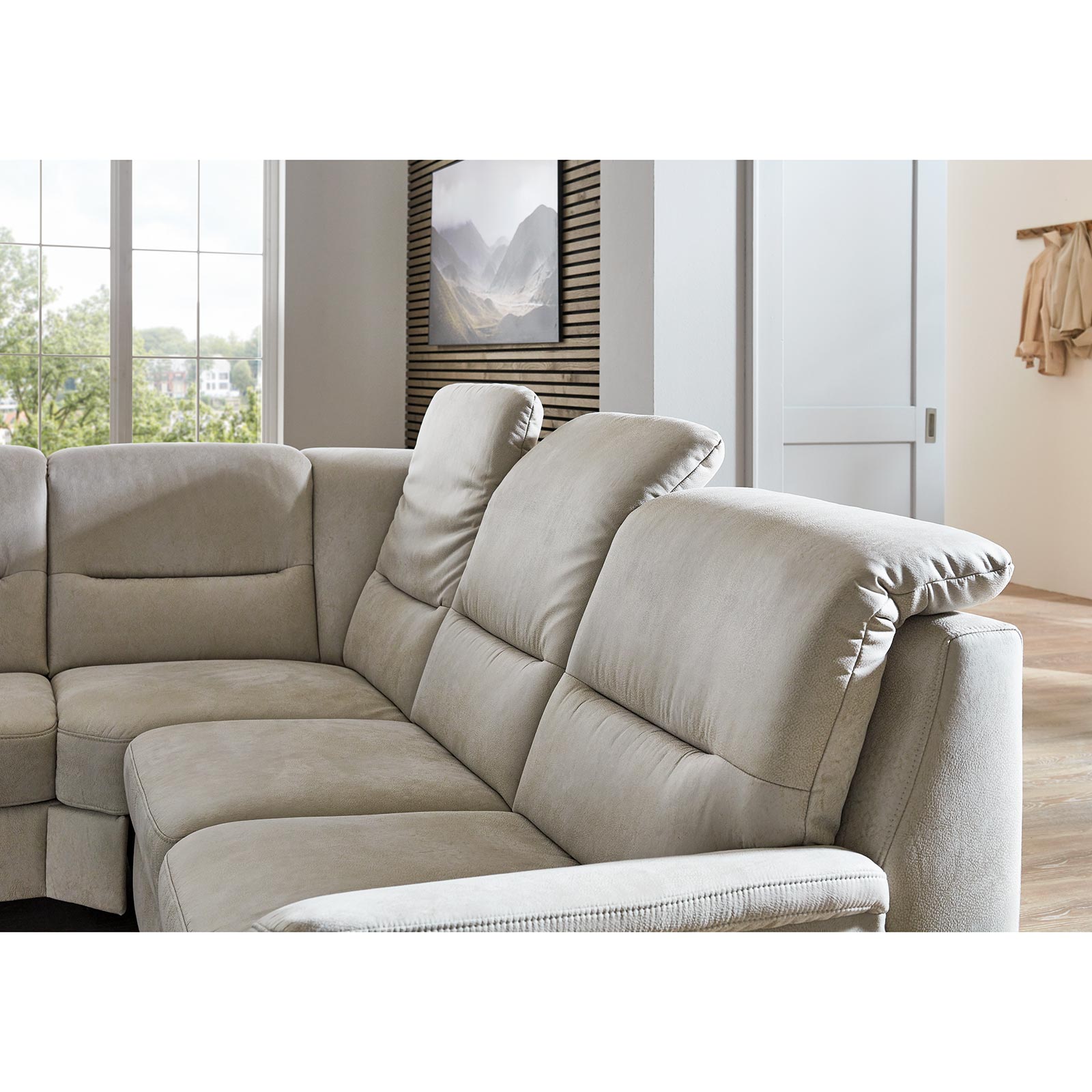 polsterpower Ecksofa   silber   20 Sitzer links   mit Liegefunktion