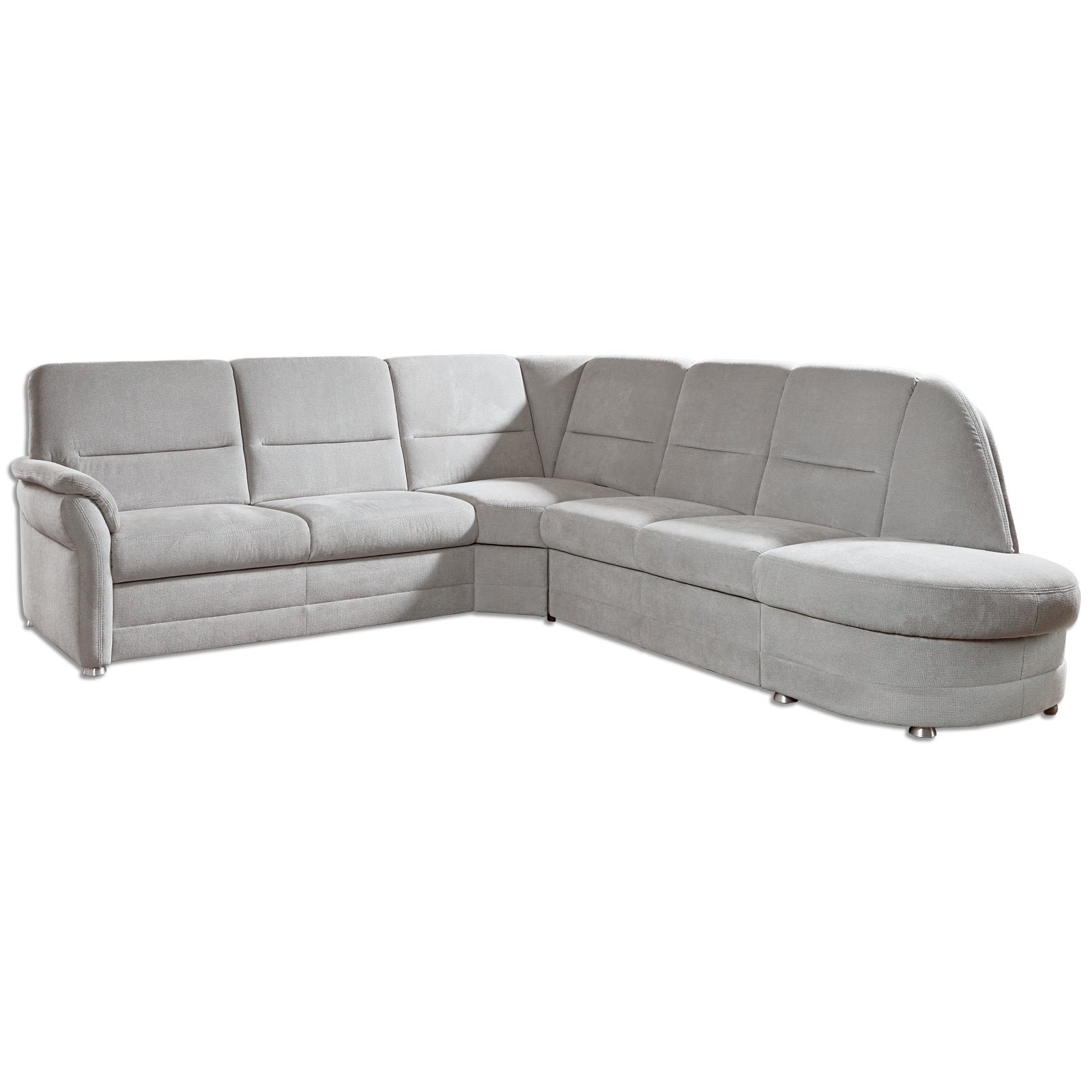 polsterpower Ecksofa - silber - Microchenille - Recamiere rechts