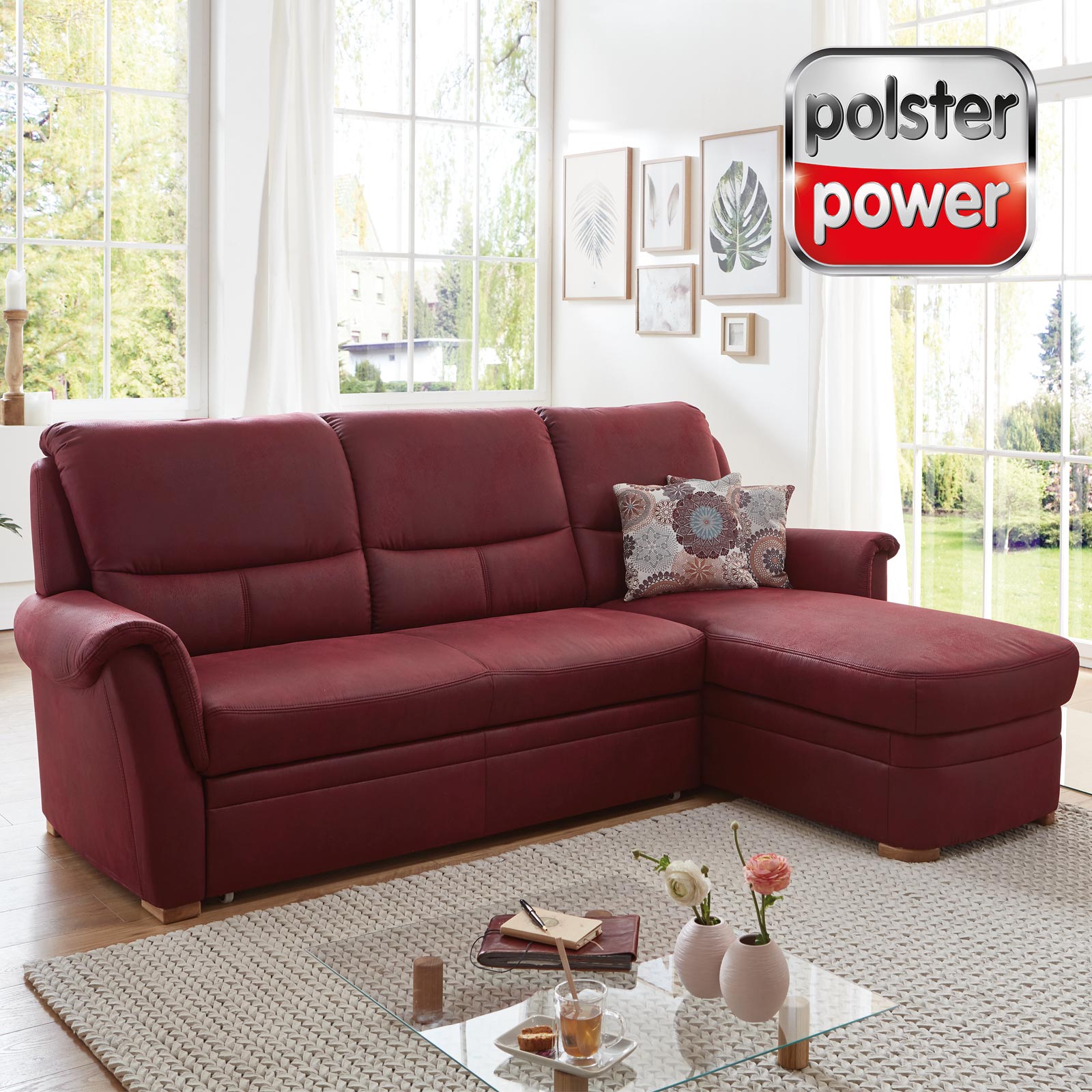 polsterpower Ecksofa - wine - Basismodell - Canapé rechts