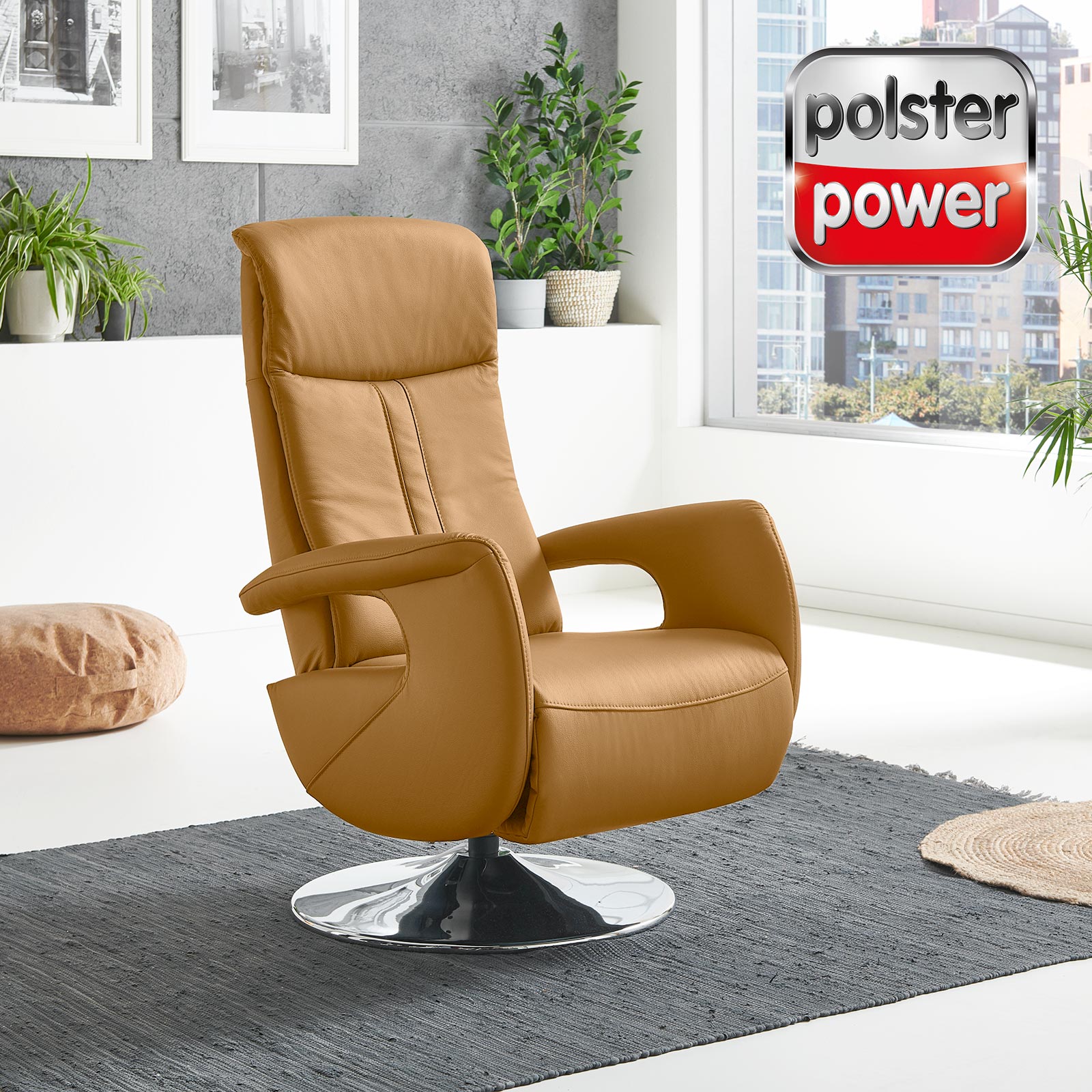 polsterpower Ledersessel - kurkuma - ComfortV Relaxfunktion