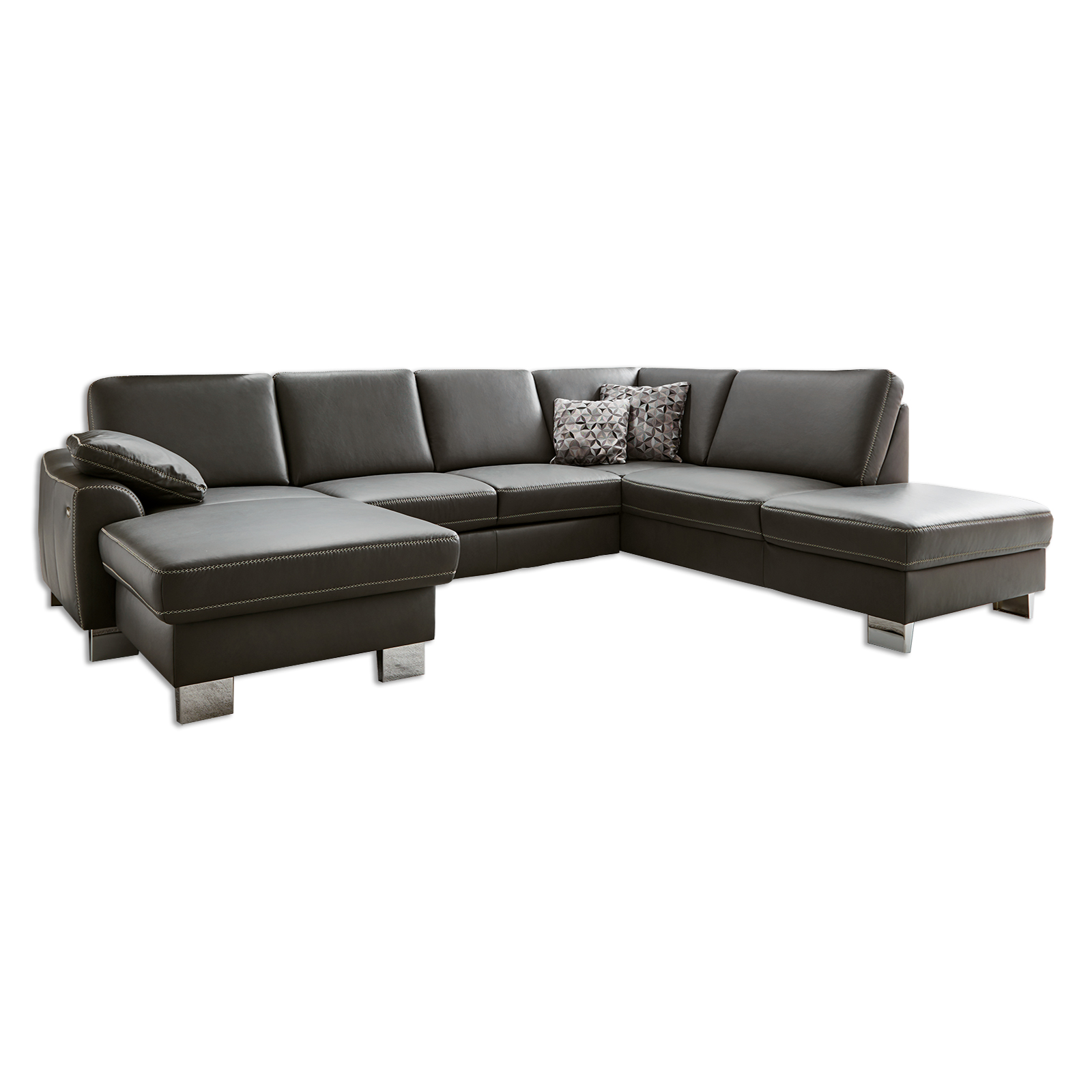 polsterpower Ledersofa - anthrazit - Basismodell - Canapé links
