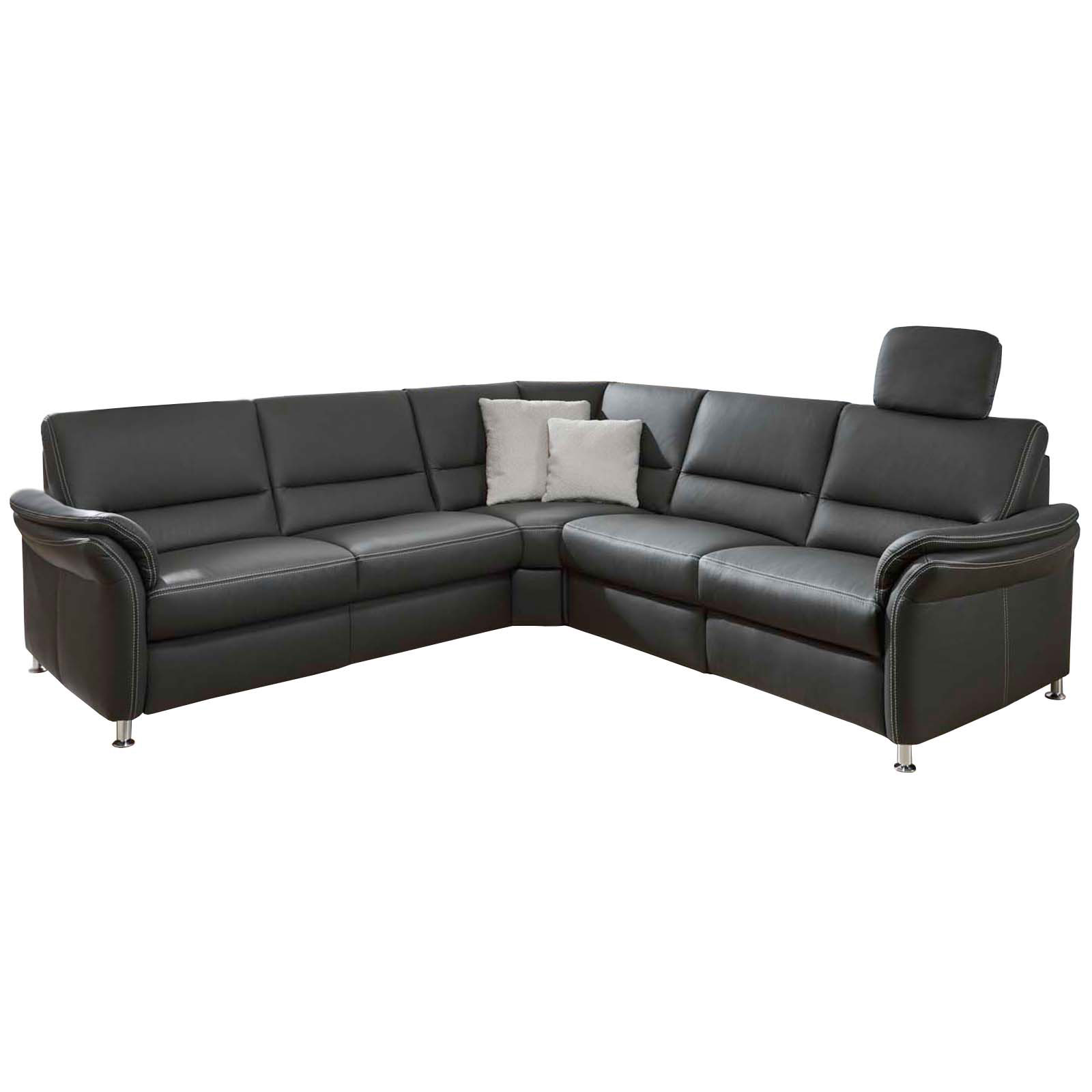 polsterpower Ledersofa - anthrazit - mit Funktionen - 2-Sitzer links