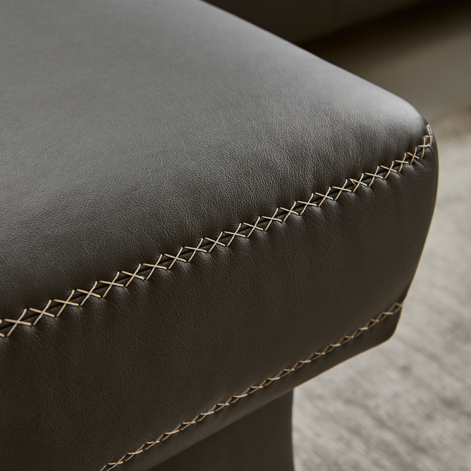 polsterpower Ledersofa - anthrazit - mit Funktionen - Canapé links