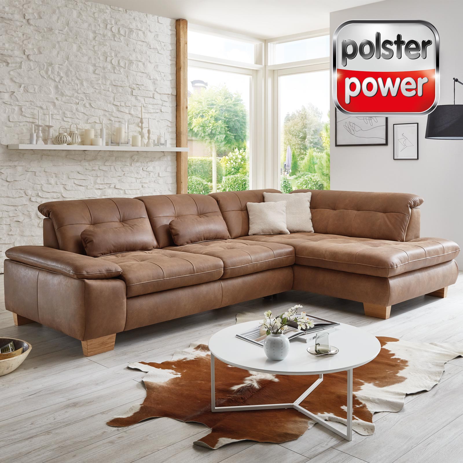 polsterpower Ledersofa - chai - Basismodell - Kombielement rechts