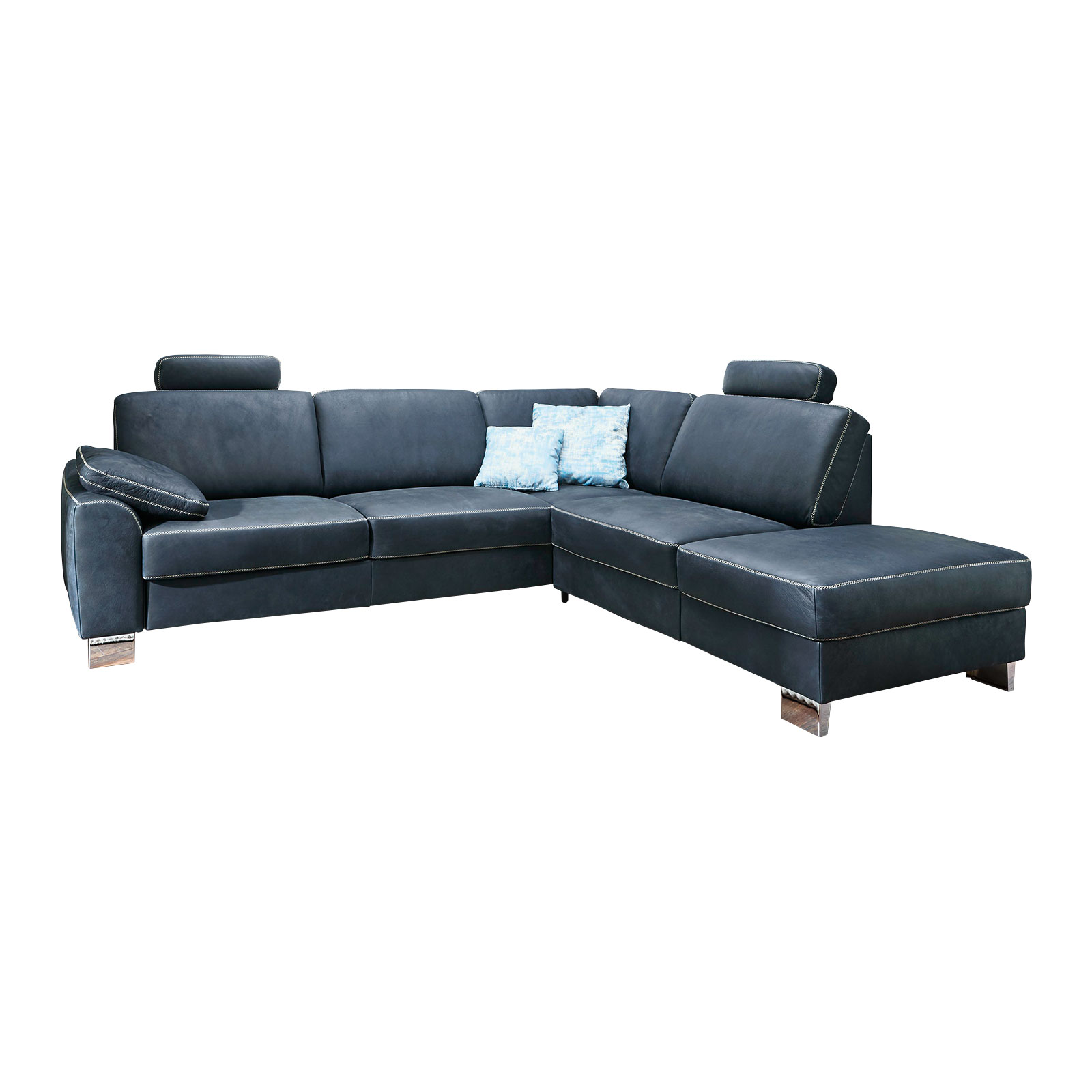 polsterpower Ledersofa - dunkelblau - Liegefunktion - Kombielement rechts