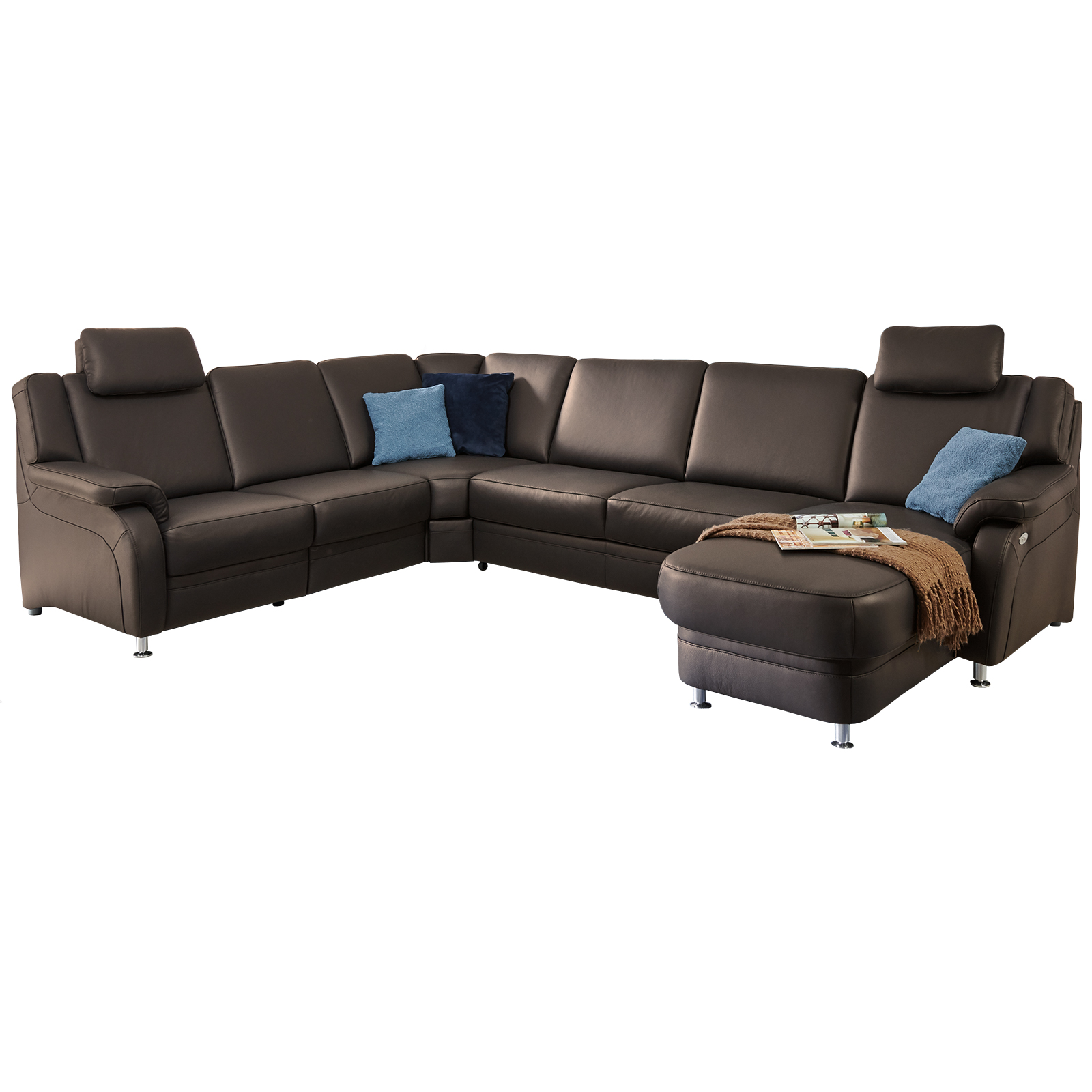 polsterpower Ledersofa - dunkelbraun - mit Funktionen - Canapé rechts