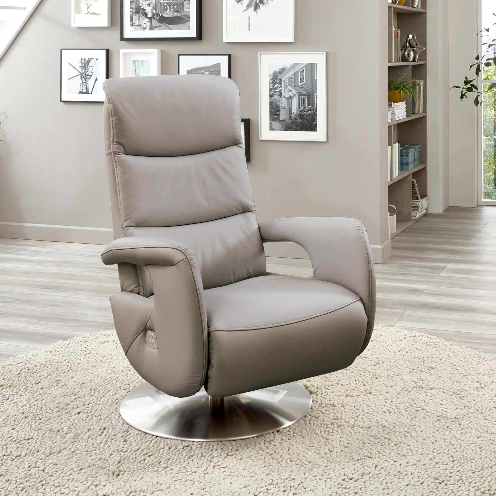 polsterpower Relaxchair - grau - Leder - Basismodell