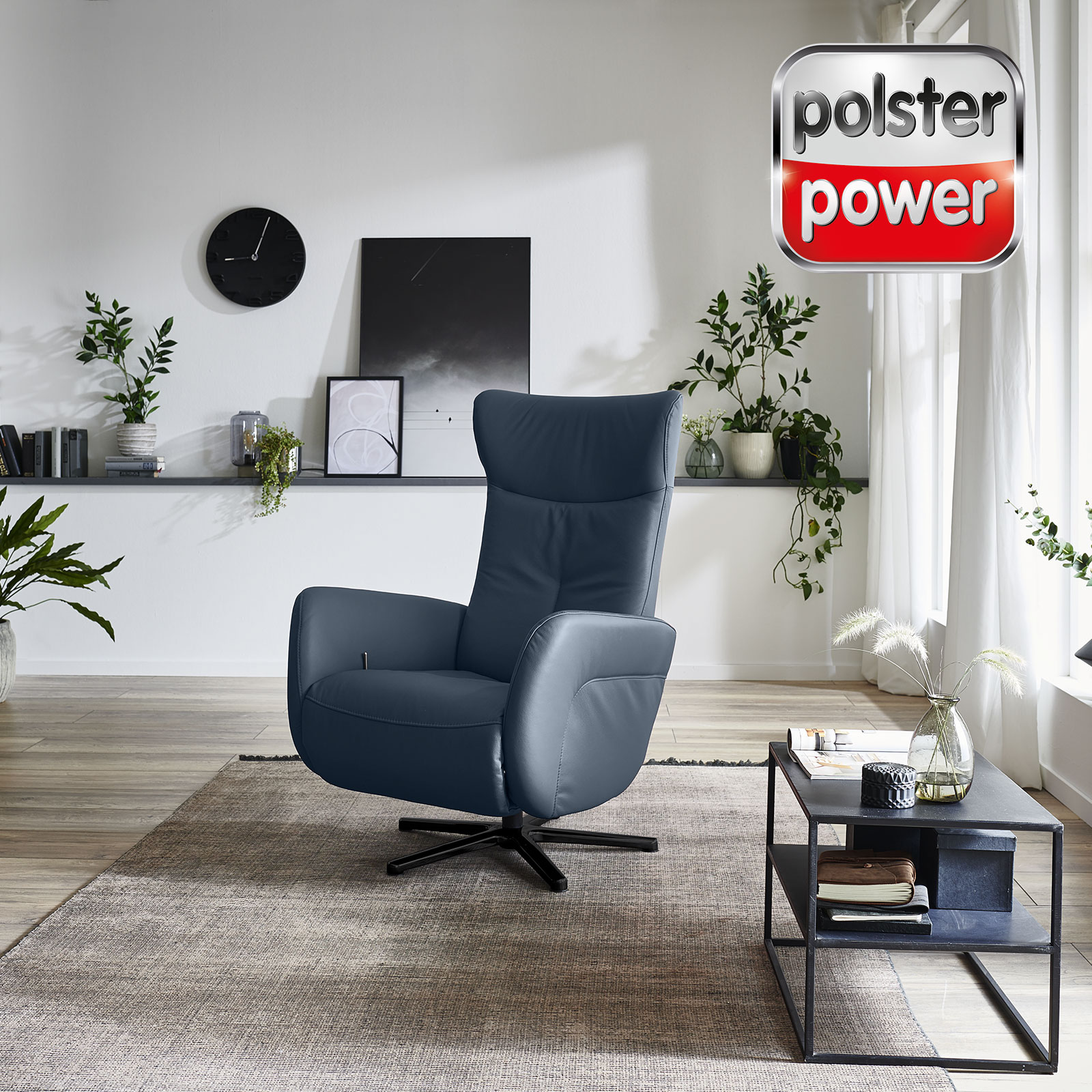 polsterpower Relaxchair - ocean - Leder - mit Gasdruckfeder
