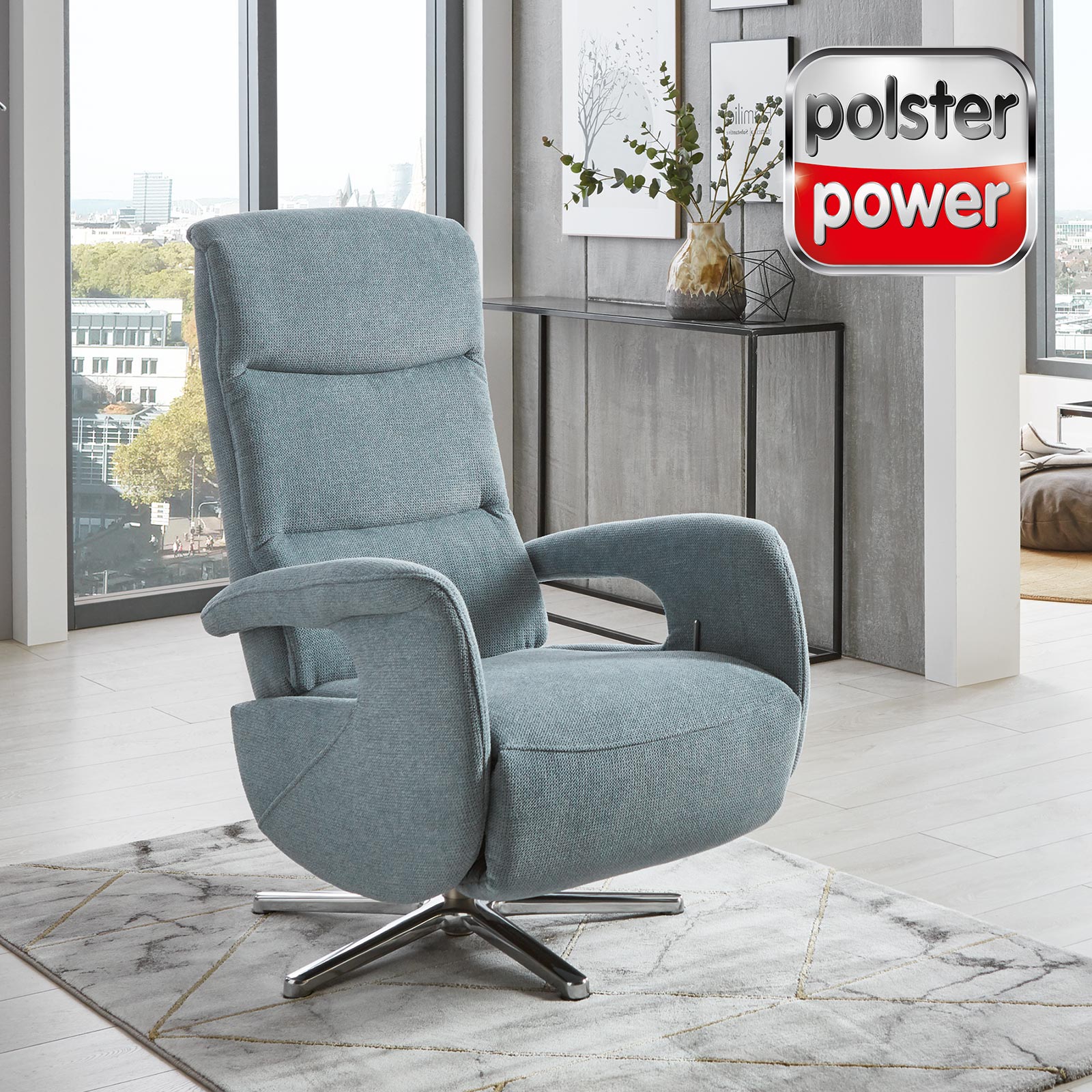 polsterpower Sessel - Belle ice - mit Relaxfunktion und Rückenverstellung
