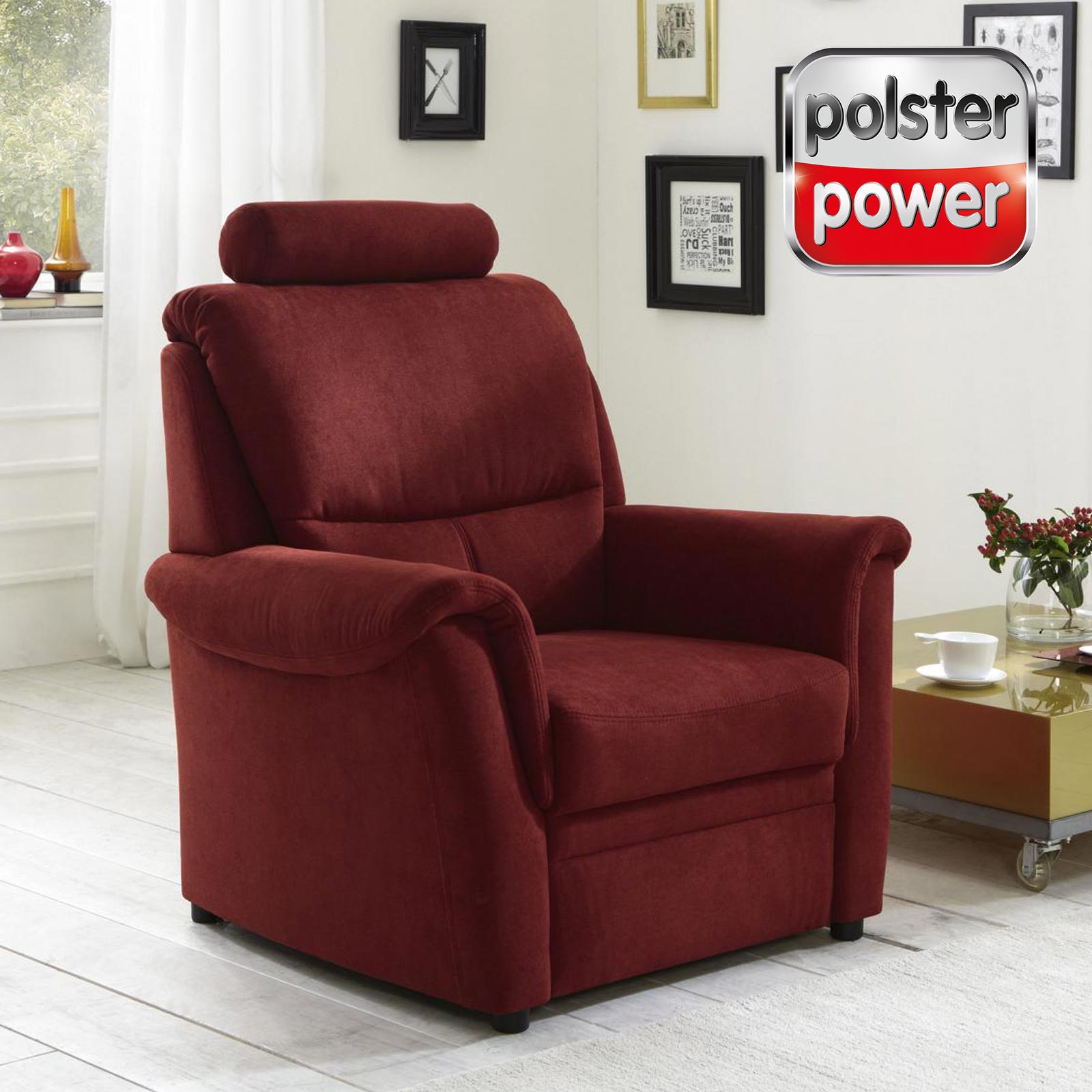 polsterpower Sessel - bordeaux - Microchenille