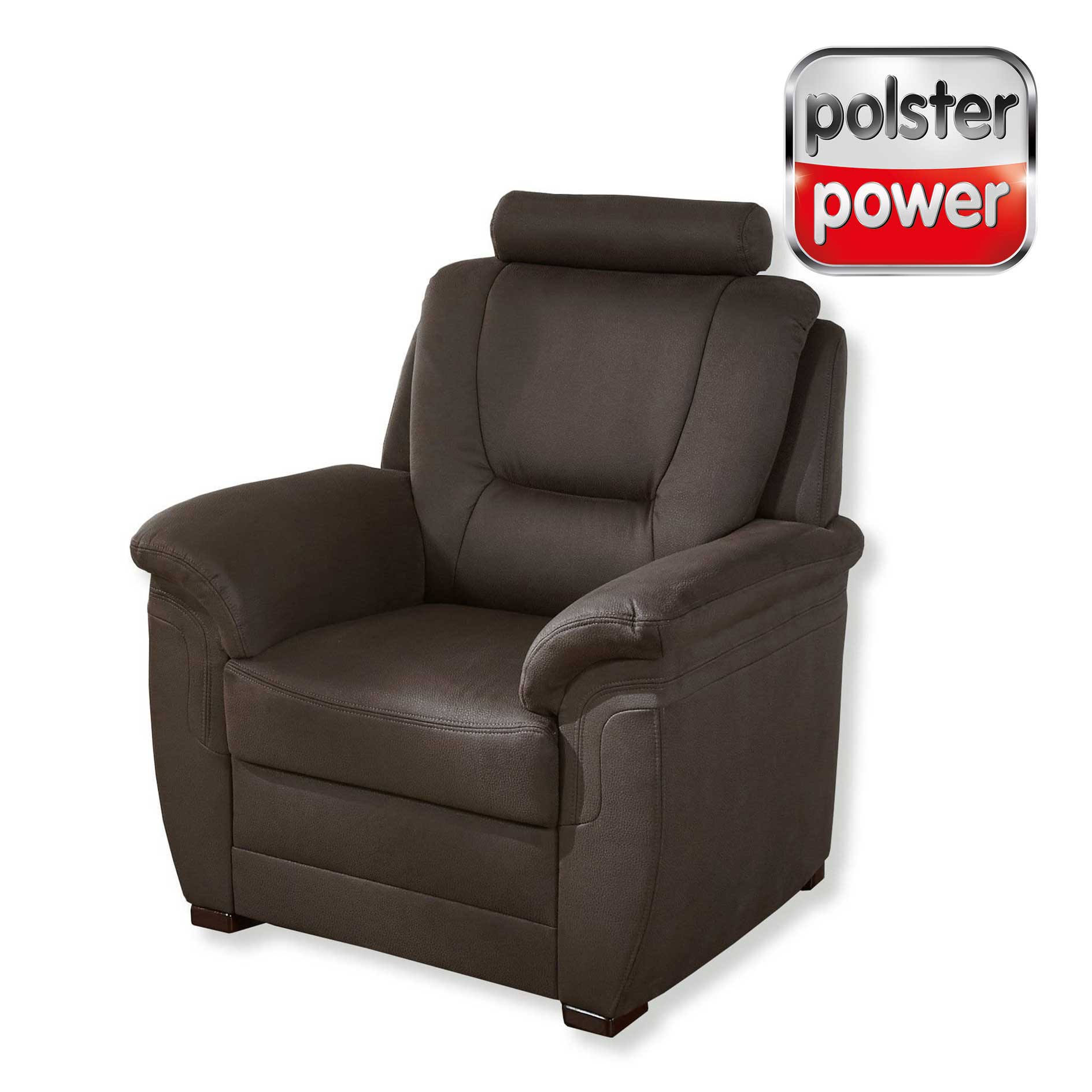 polsterpower Sessel - braun - Bonell-Federkern - Kopfstütze