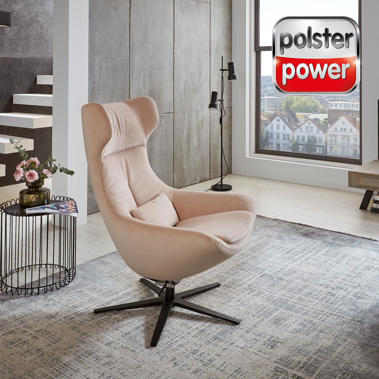 polsterpower Sessel - rose - Microfaser