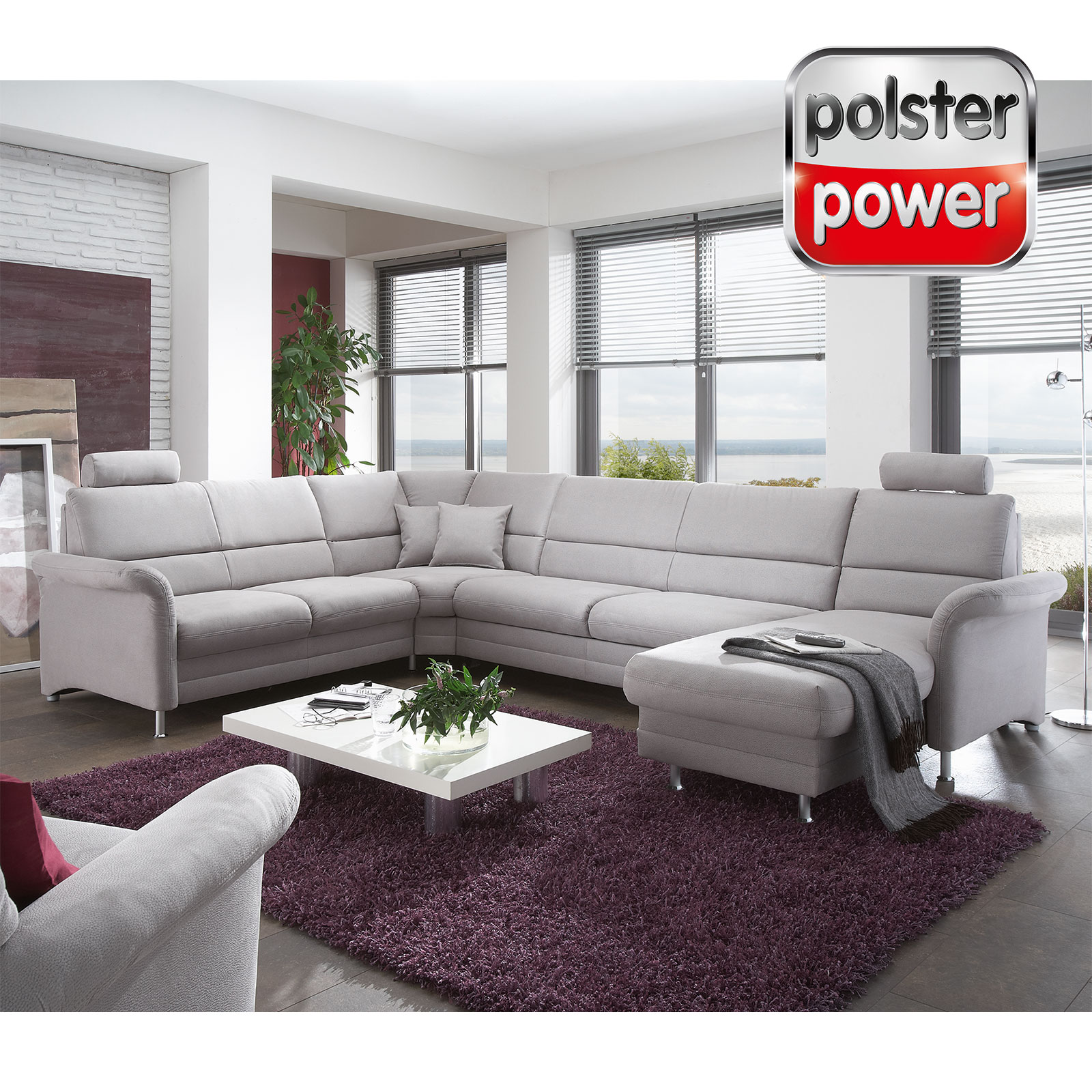 polsterpower Wohnlandschaft - alu - mit Funktion - Canapé rechts