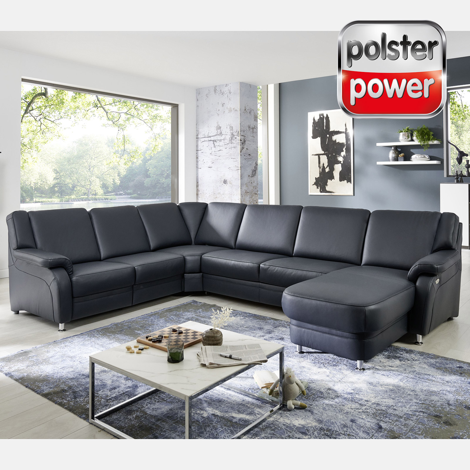 polsterpower Wohnlandschaft - anthrazit - Basismodell - Canapé rechts