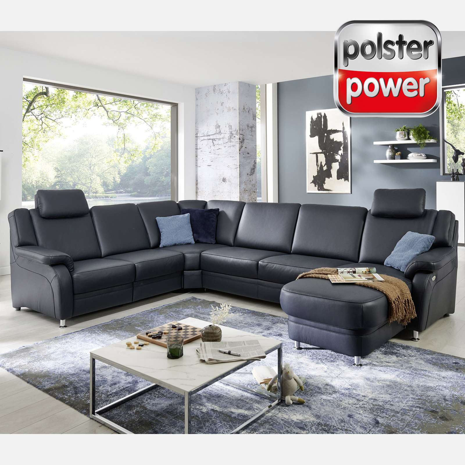 polsterpower Wohnlandschaft - anthrazit - mit Funktionen - Canapé rechts