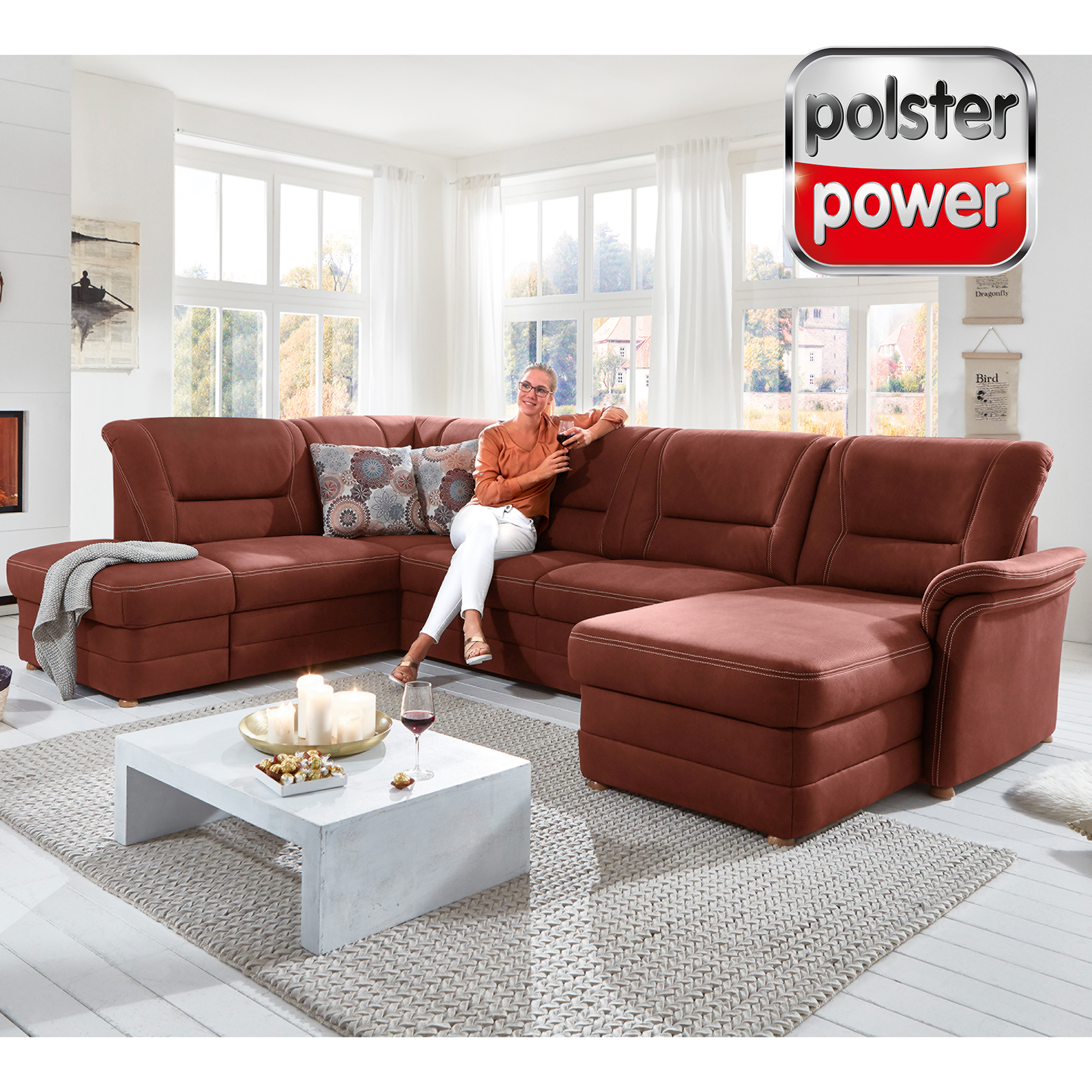 polsterpower Wohnlandschaft - braun - Basismodell - Canapé rechts