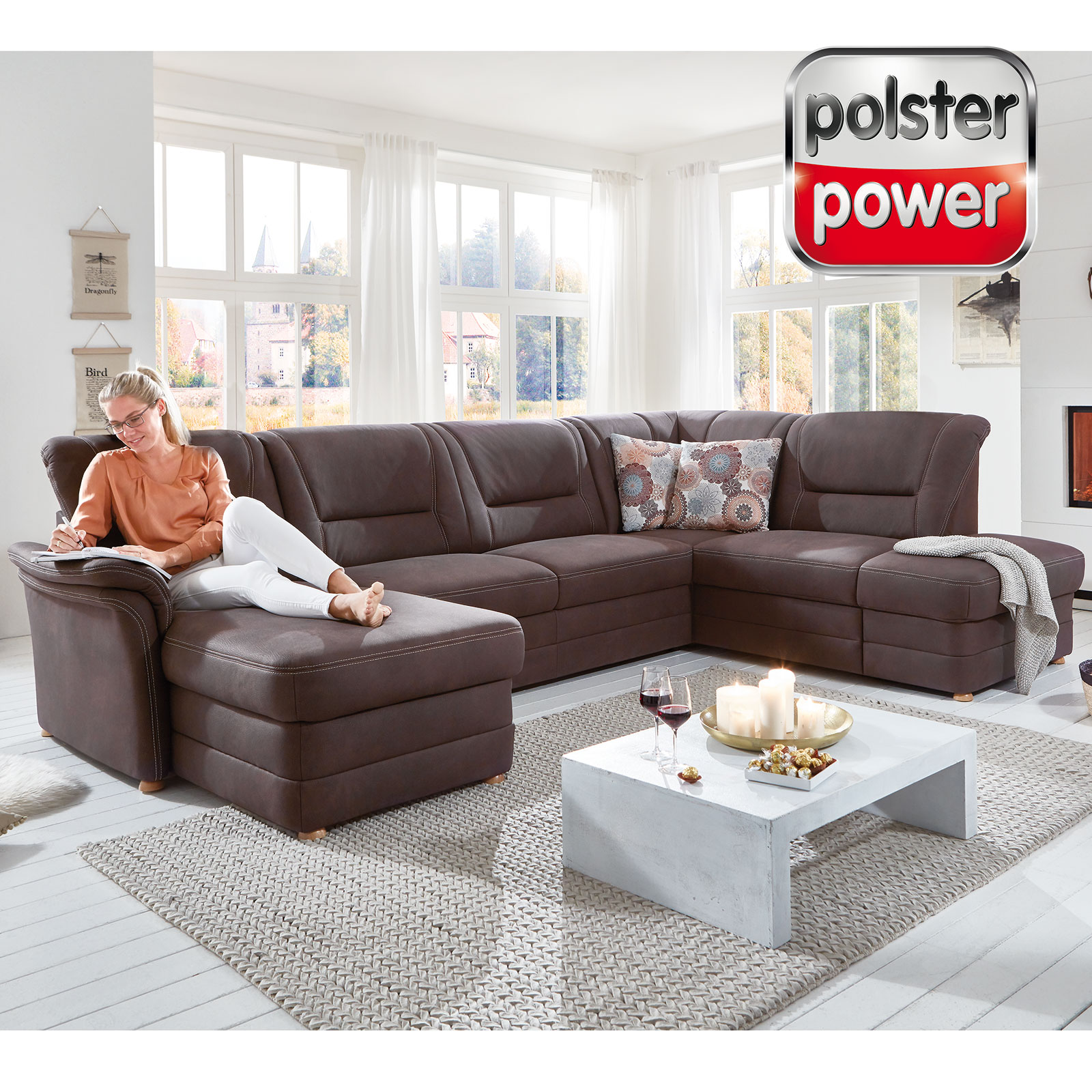 polsterpower Wohnlandschaft - braun - Microfaser - mit Relaxrücken
