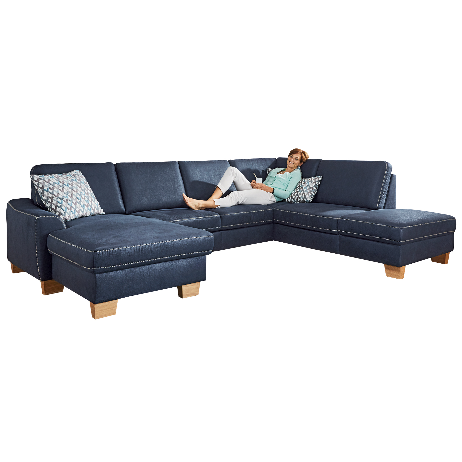 polsterpower Wohnlandschaft - denim - Basismodell - Canapé links