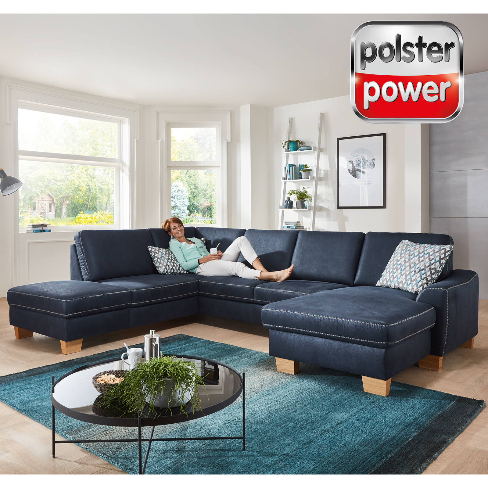 polsterpower Wohnlandschaft - denim - Basismodell - Canapé rechts