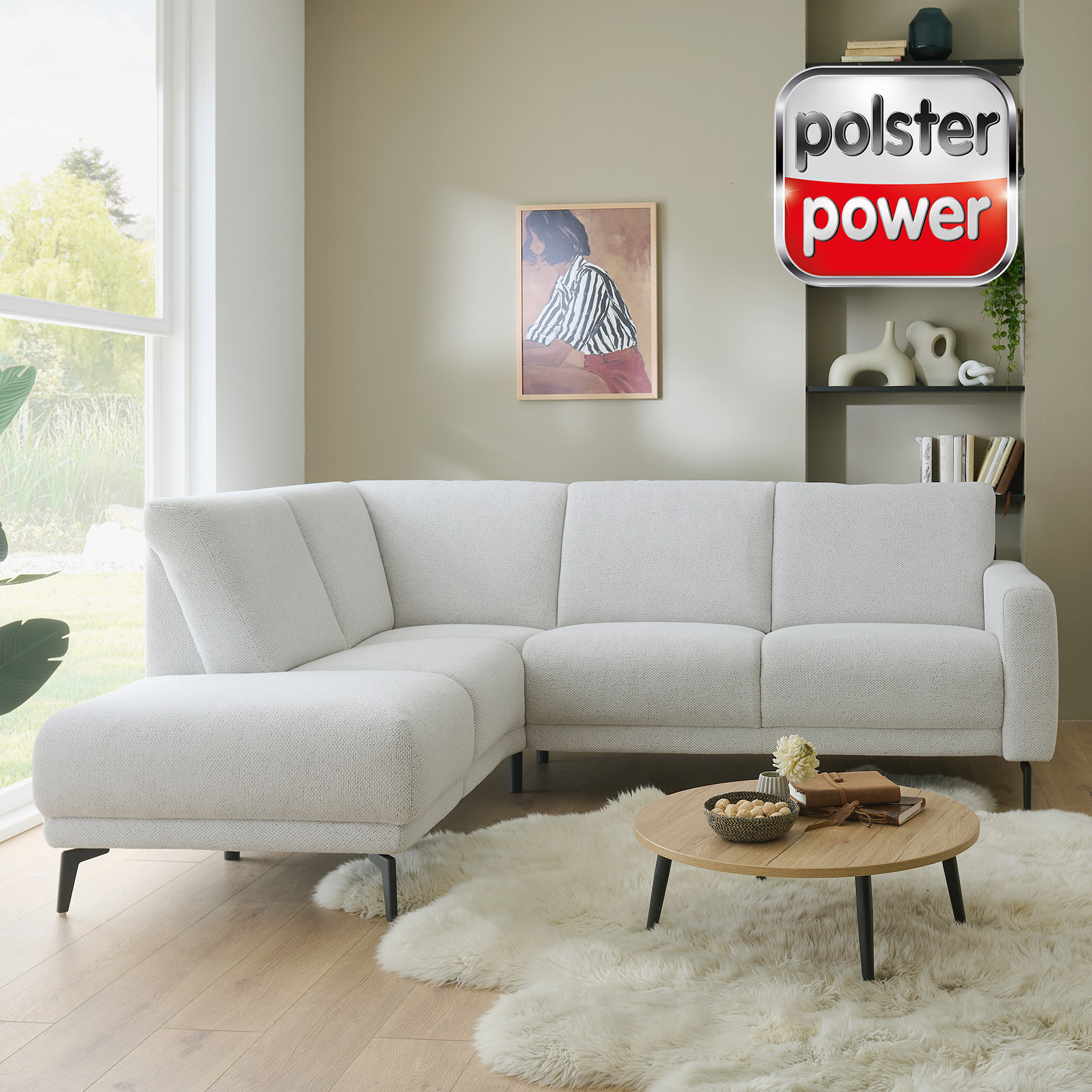 polsterpower Wohnlandschaft - ecru - Anstellhocker links