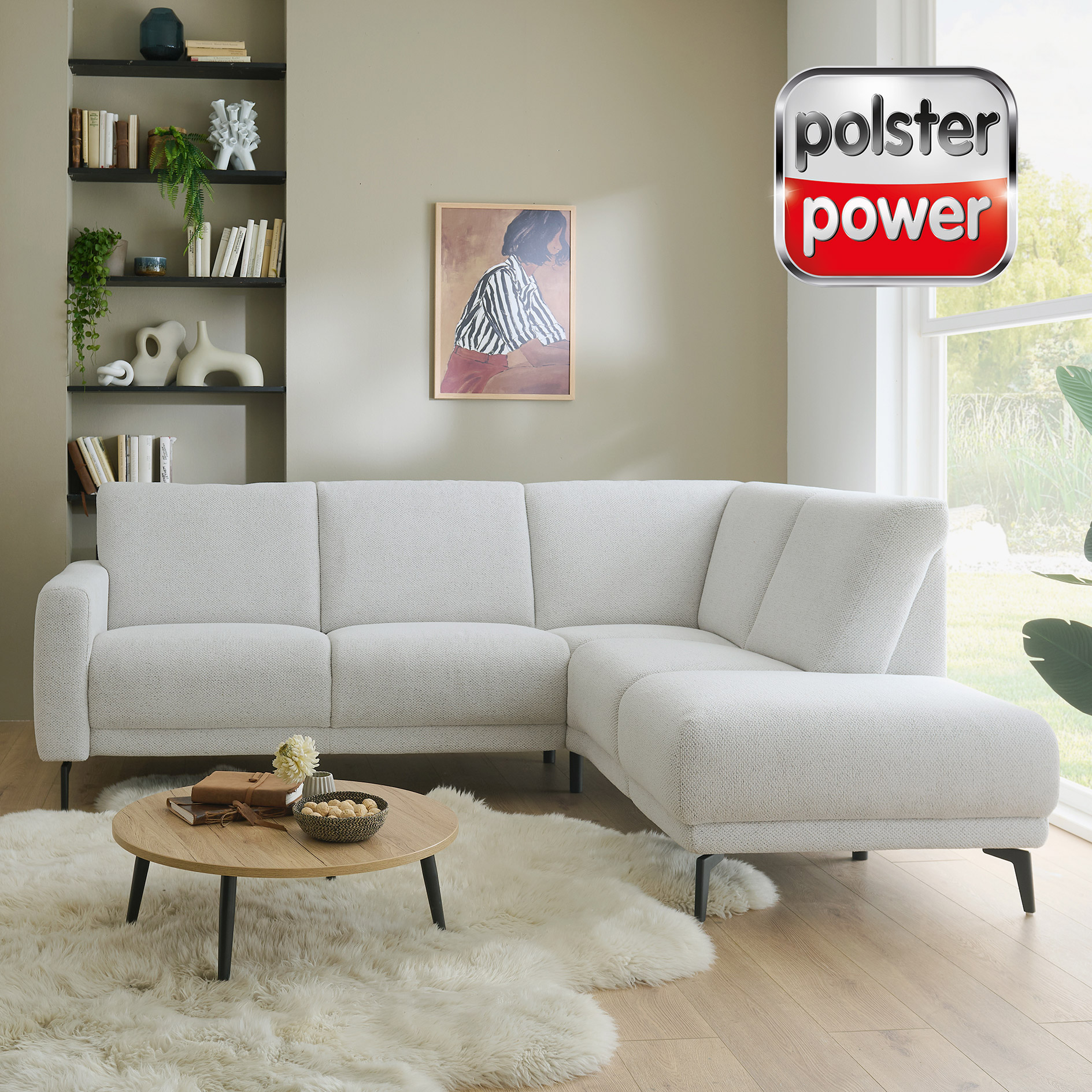 polsterpower Wohnlandschaft - ecru - Anstellhocker rechts