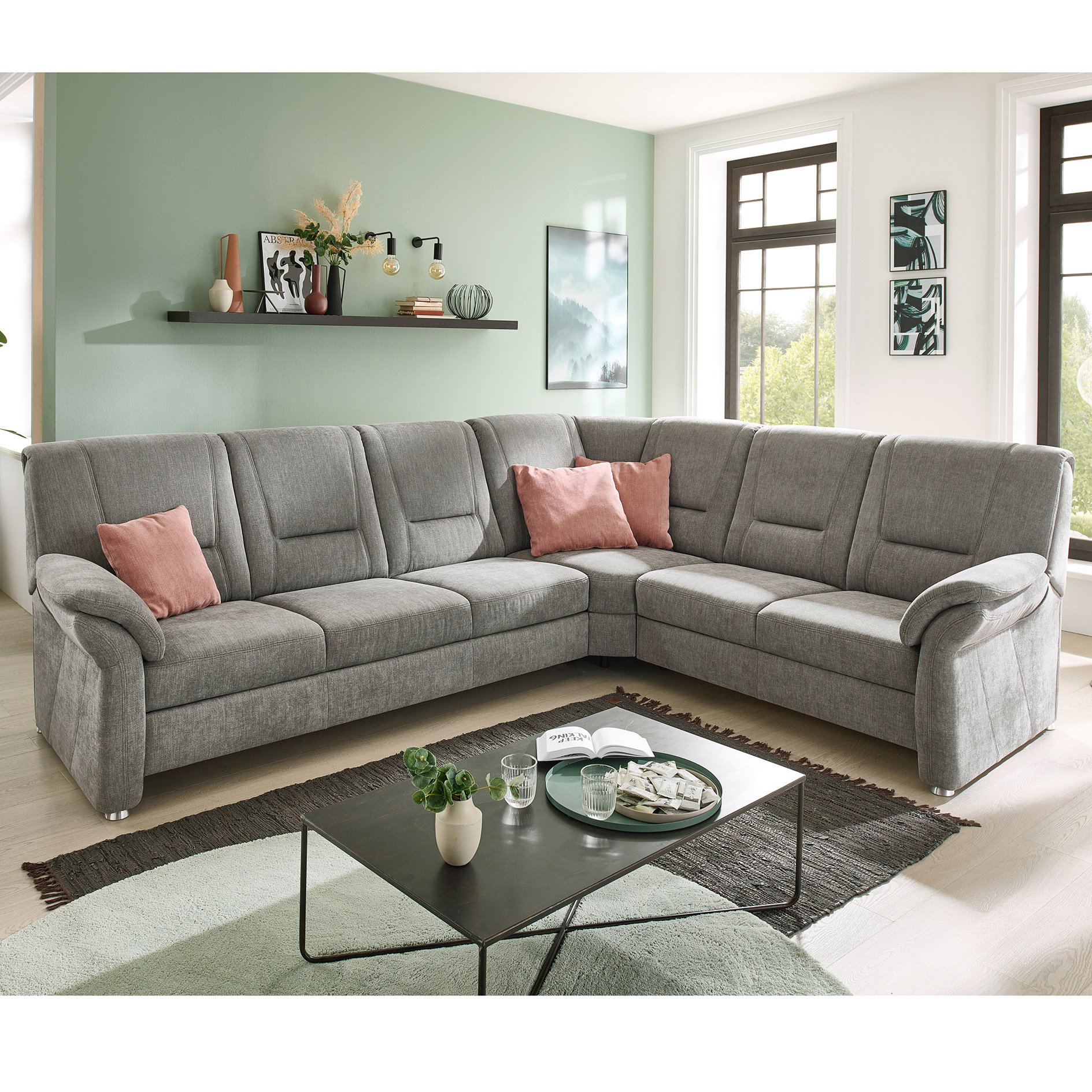 polsterpower Wohnlandschaft - grey - 3-Sitzer rechts - mit Liegefunktion