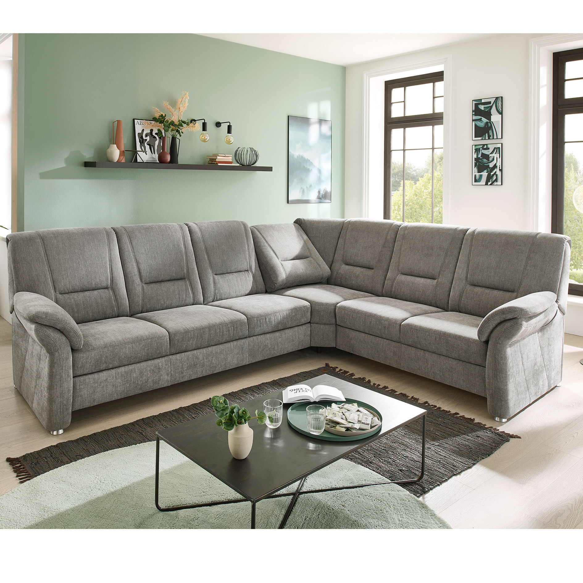 polsterpower Wohnlandschaft - grey - 3-Sitzer rechts - mit Liegefunktion