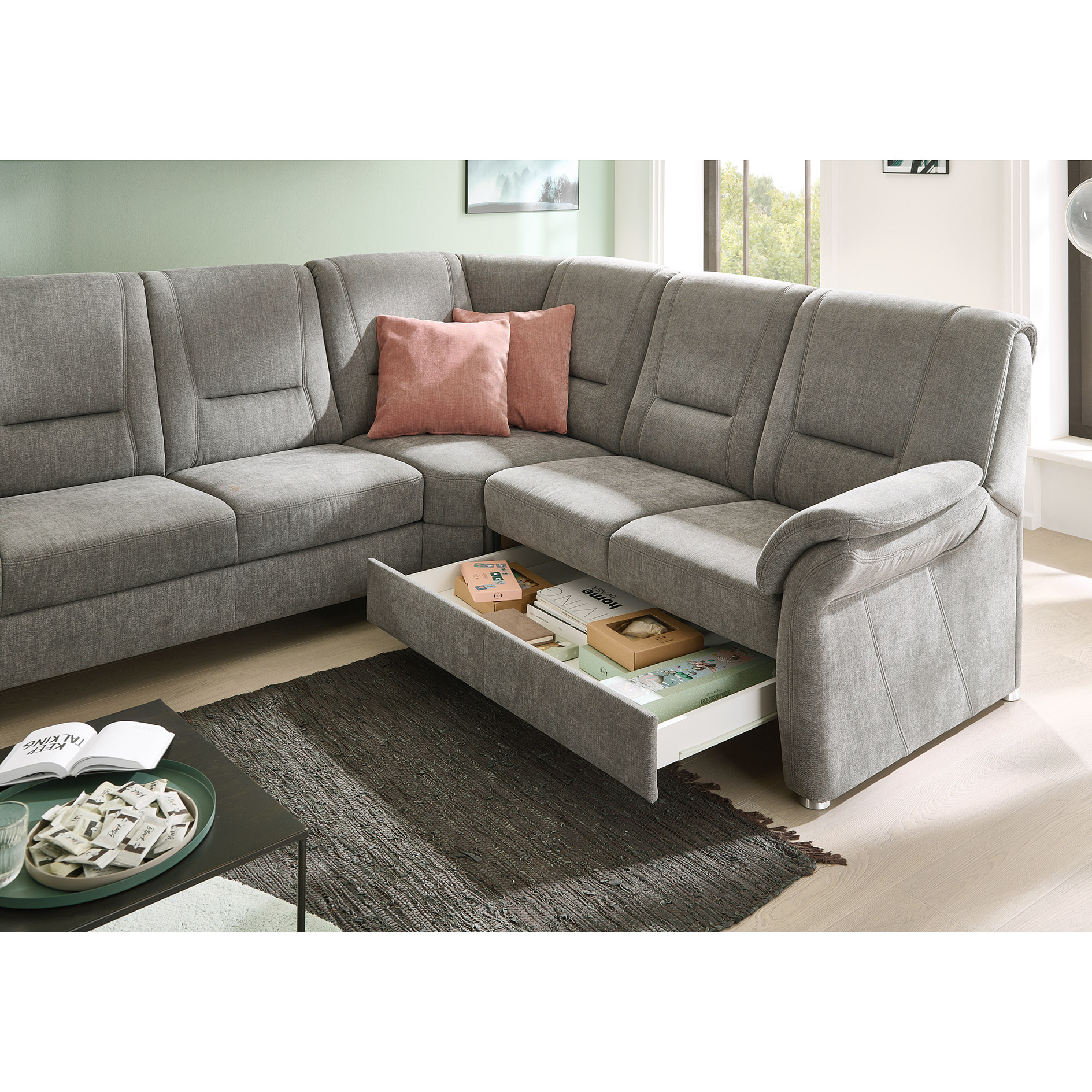 polsterpower Wohnlandschaft - grey - 3-Sitzer rechts - mit Liegefunktion