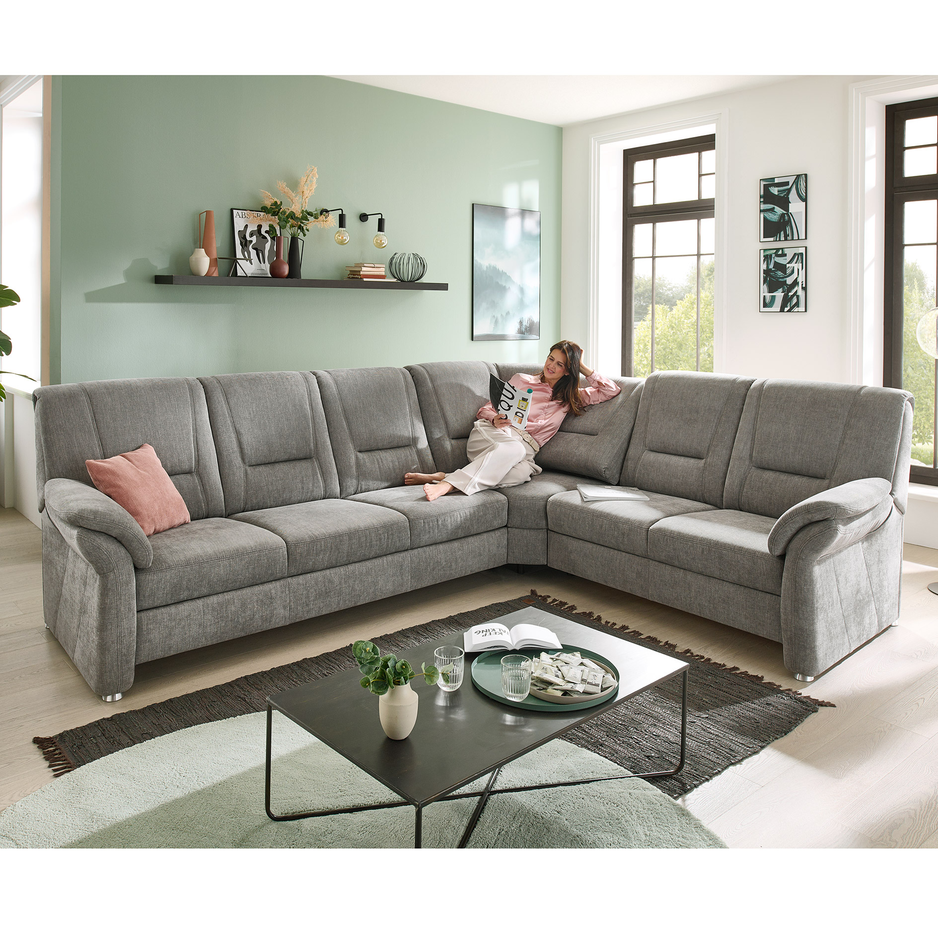 polsterpower Wohnlandschaft - grey - 3-Sitzer rechts - mit Liegefunktion