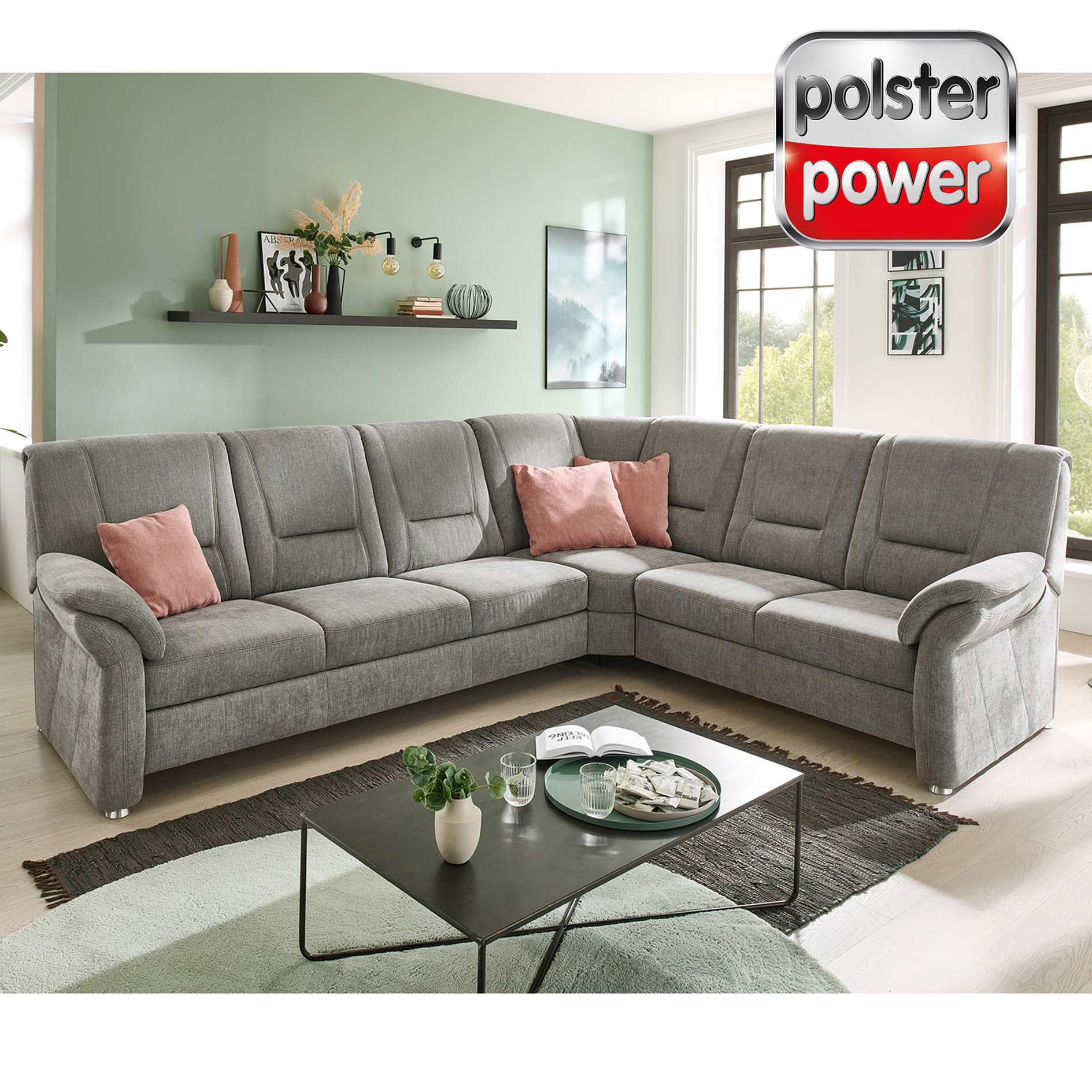 polsterpower Wohnlandschaft - grey - Chenille - 3-Sitzer links