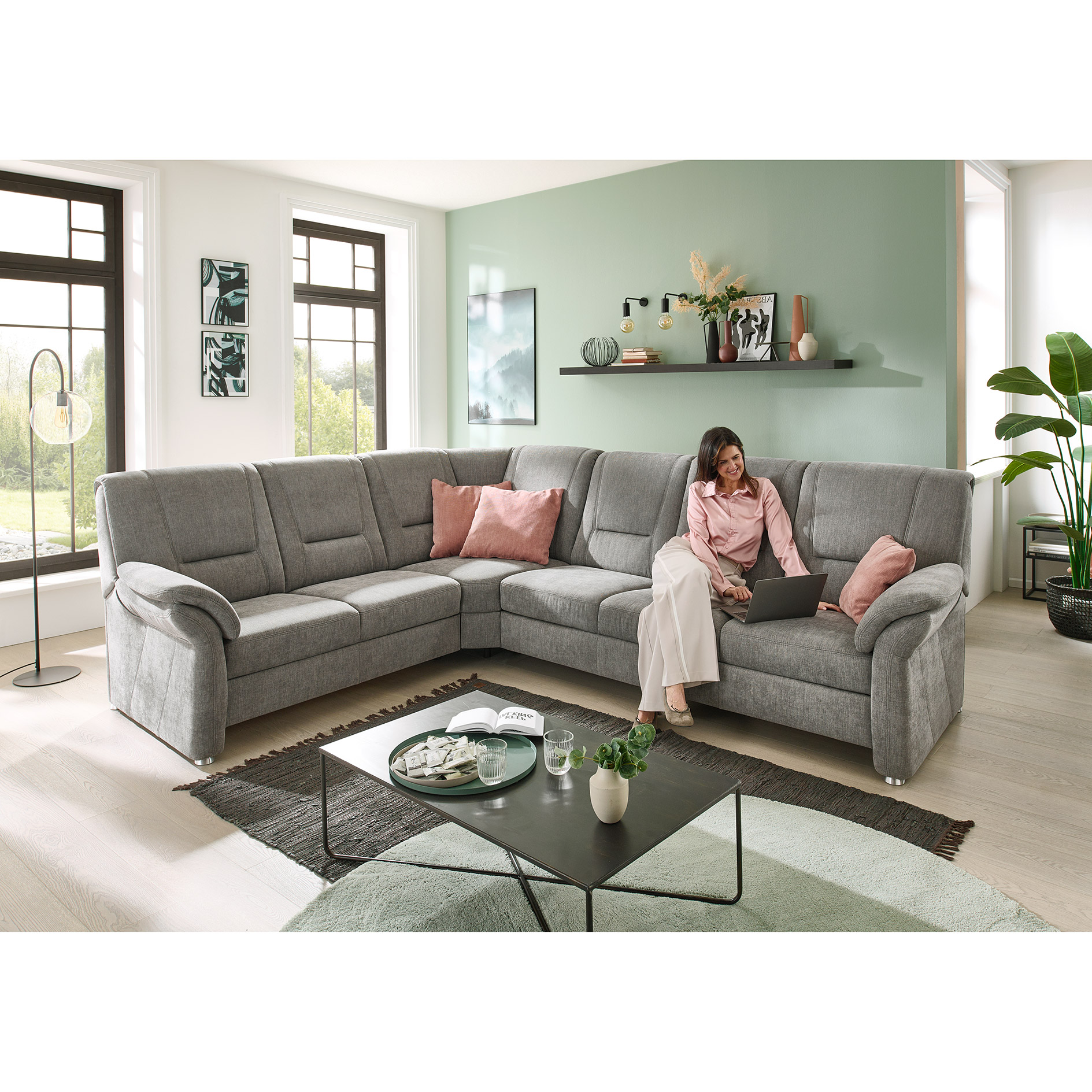polsterpower Wohnlandschaft - grey - Chenille - 3-Sitzer rechts