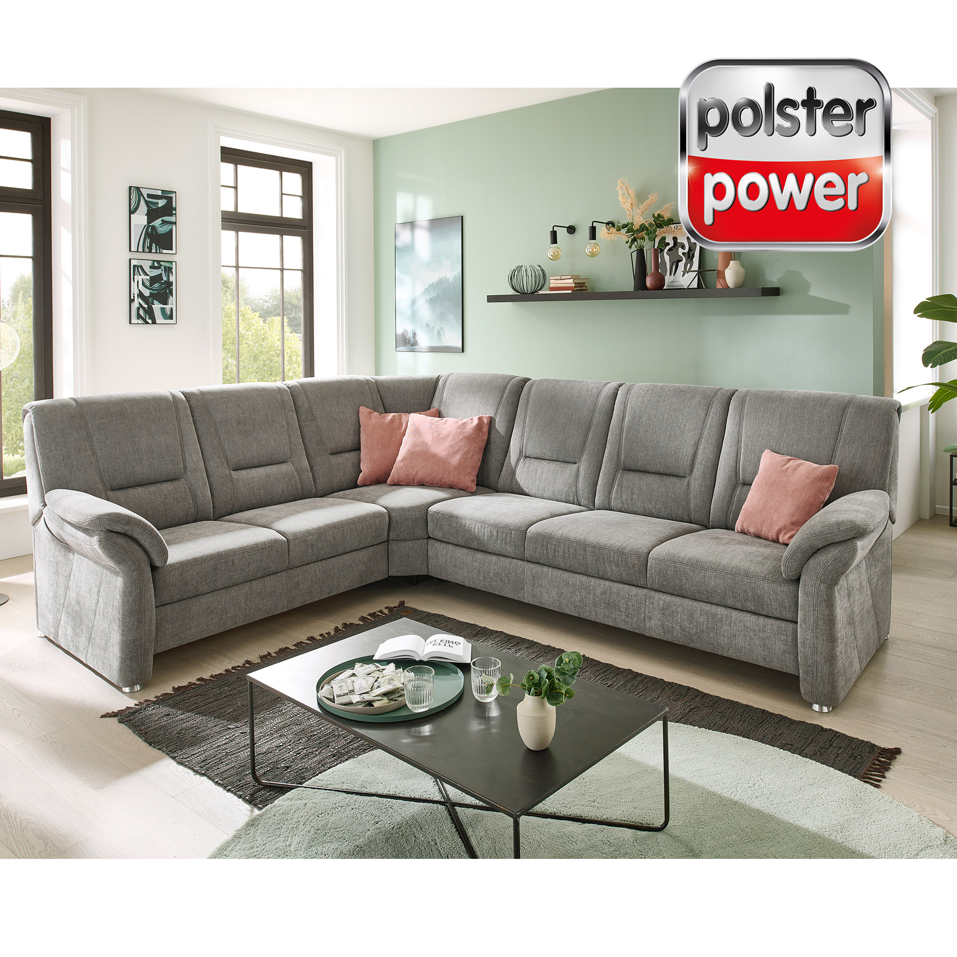 polsterpower Wohnlandschaft - grey - Chenille - 3-Sitzer rechts