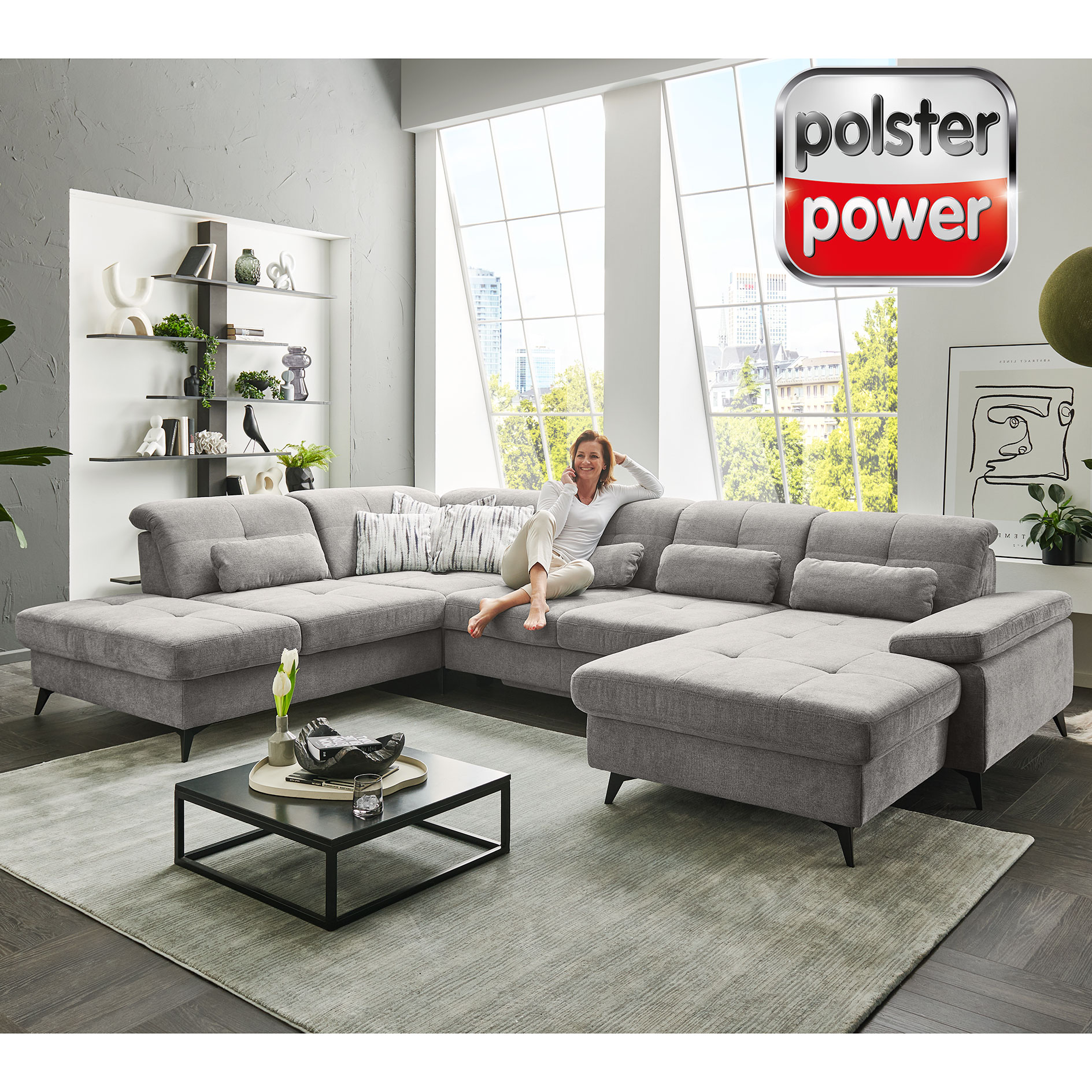 polsterpower Wohnlandschaft - grey - mit Funktionen - Canapé rechts