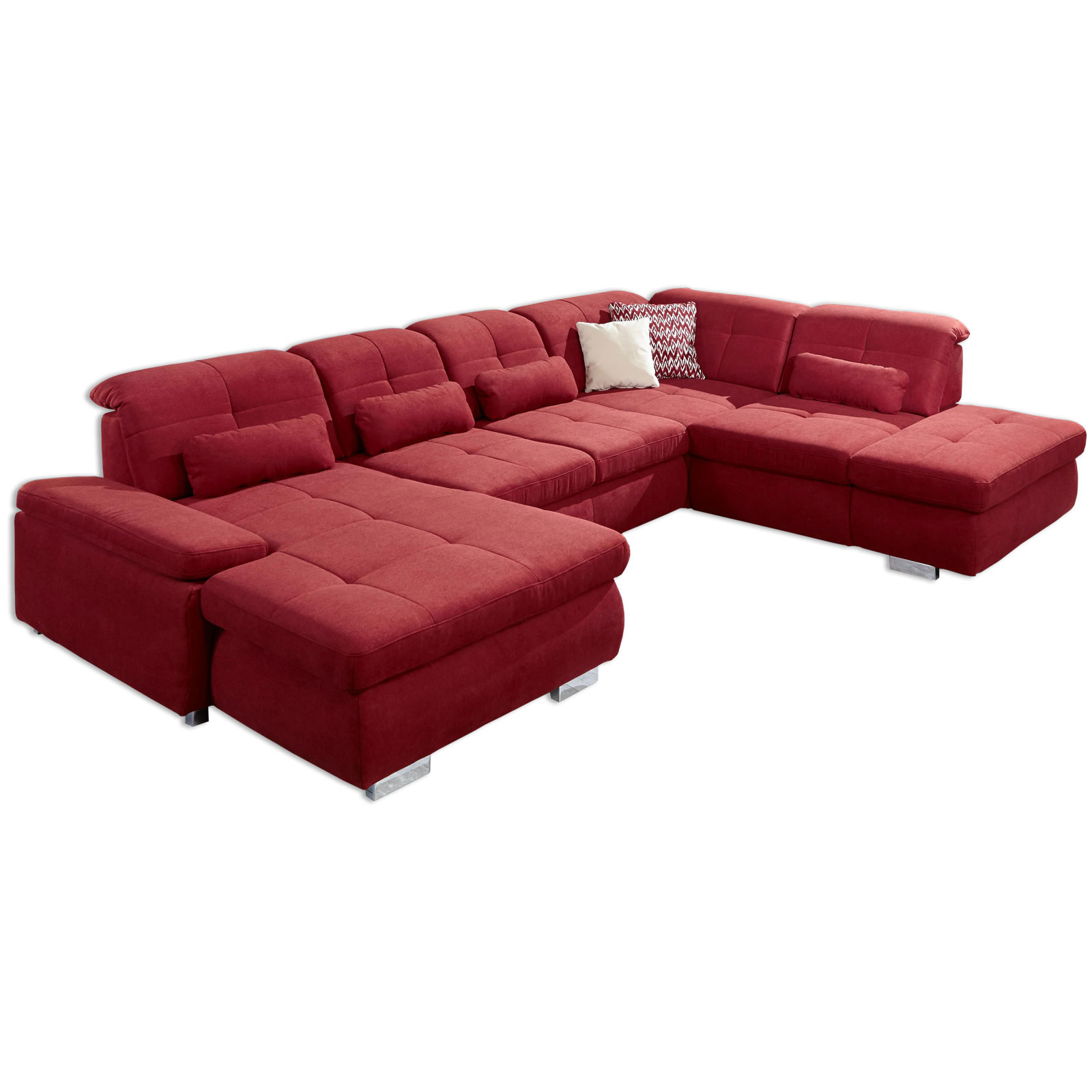 polsterpower Wohnlandschaft - rot - Microchenille - Basismodell -  Canapé links