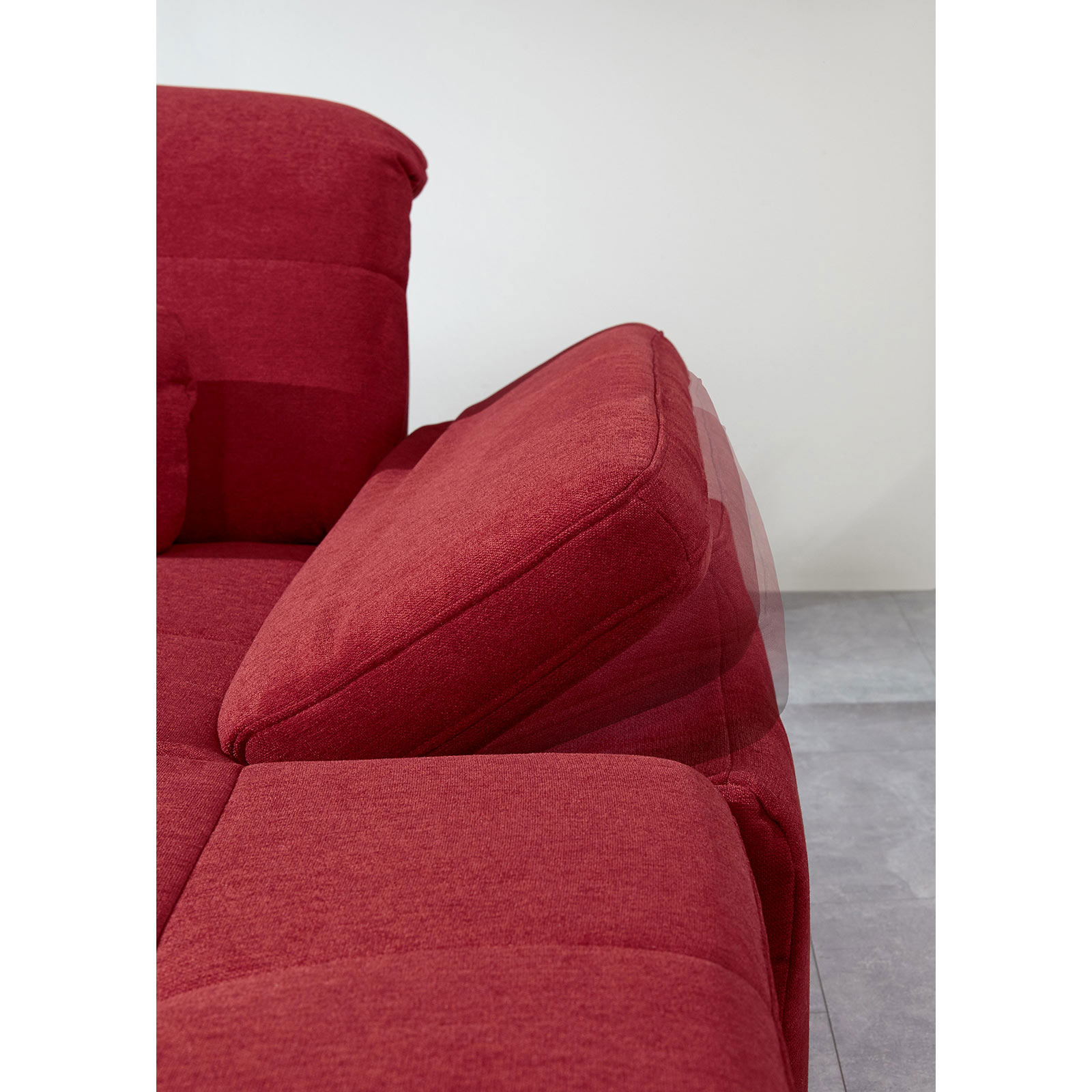 polsterpower Wohnlandschaft - rot - Microchenille - mit Funktionen - Canapé rechts