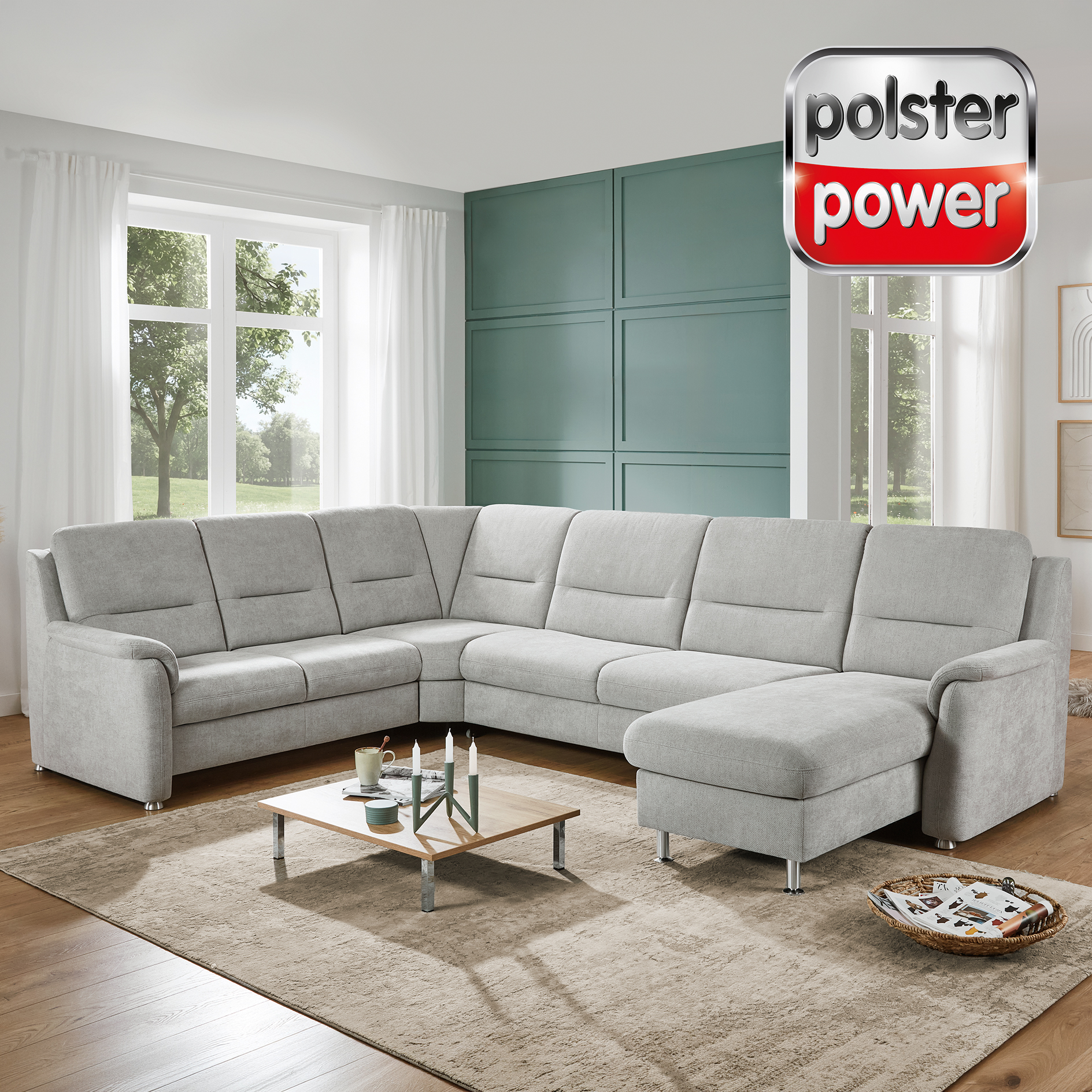 polsterpower Wohnlandschaft - silver - Basismodell - Canapé rechts