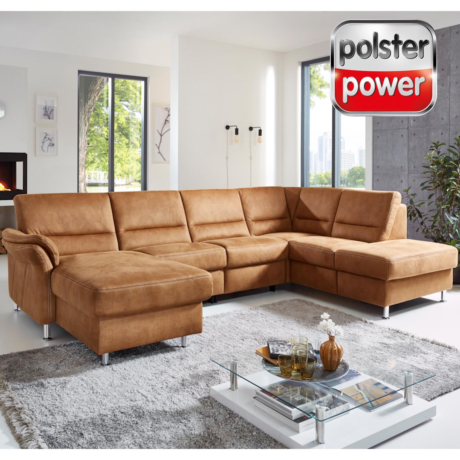 polsterpower Wohnlandschaft - zimt - Basismodell - Canapé links