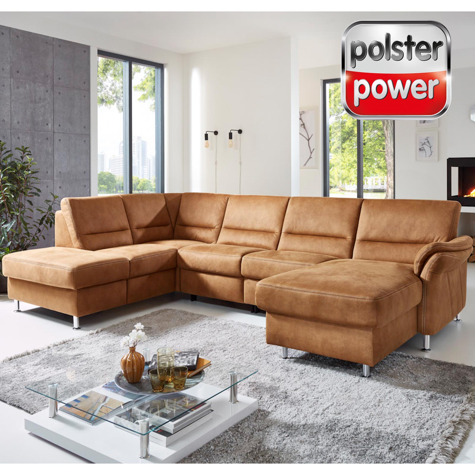 polsterpower Wohnlandschaft - zimt - Basismodell - Canapé rechts