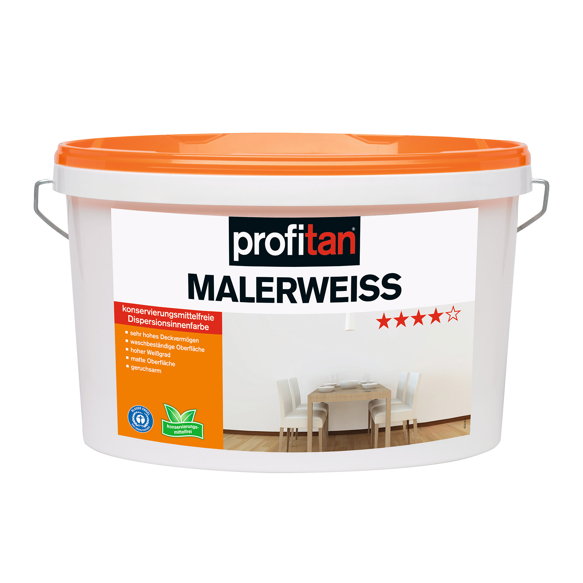 profitan Malerweiß-Wandfarbe - weiß - für innen - 5 Liter