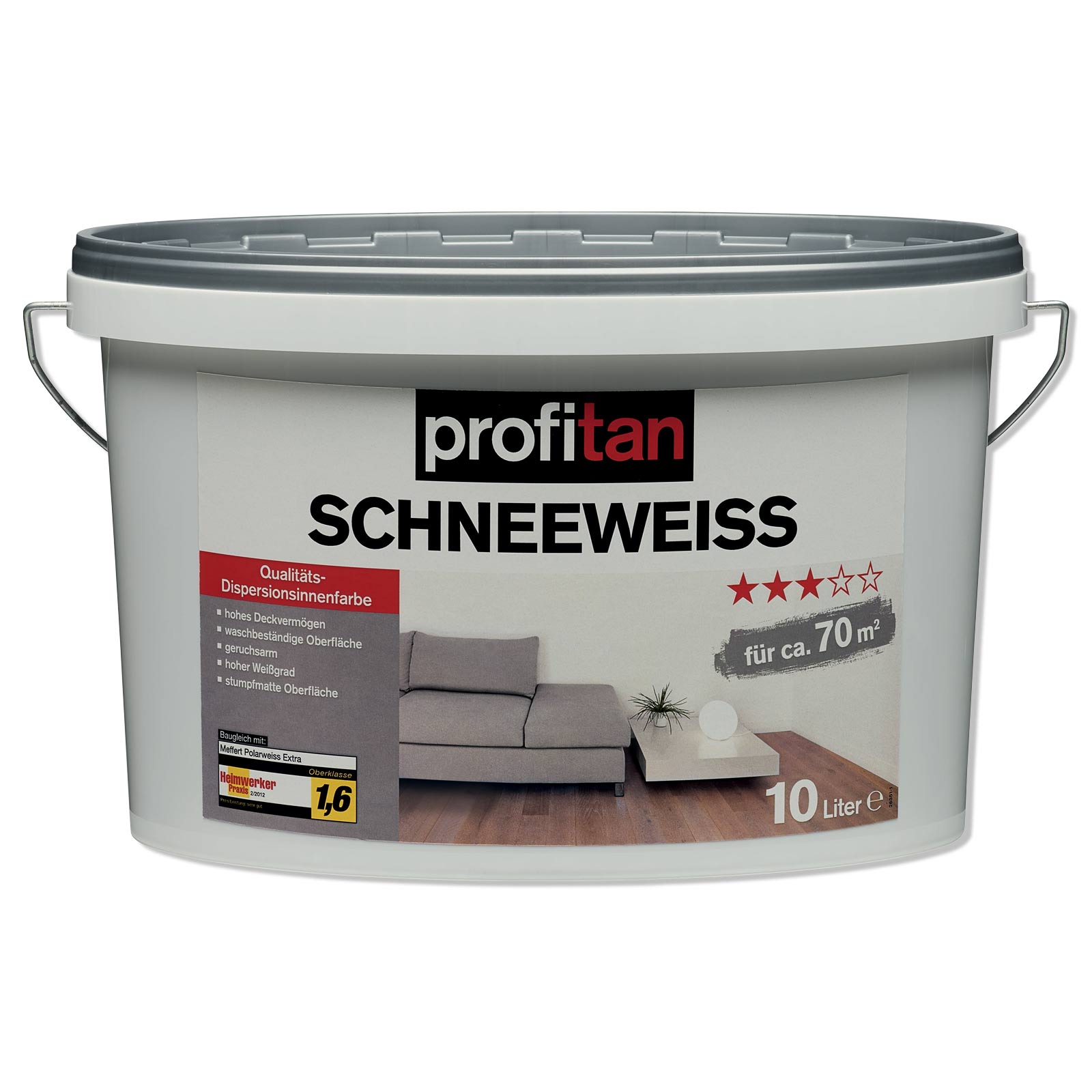 profitan Schneeweiß Wand- und Deckenfarbe - 10 Liter