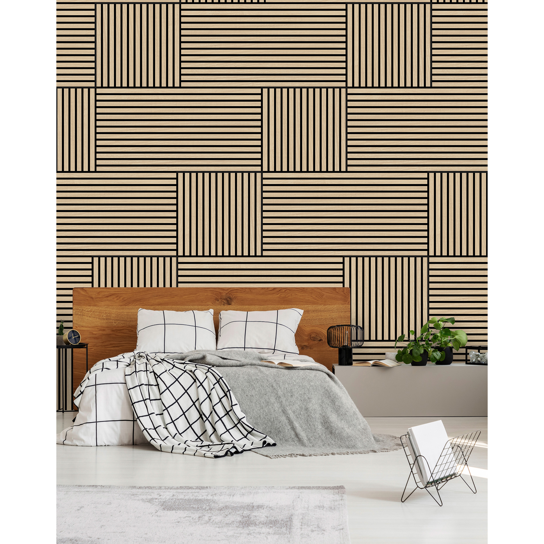 profitan Wand- und Akustikpaneel - Eiche Light - schwarz - 51x104 cm