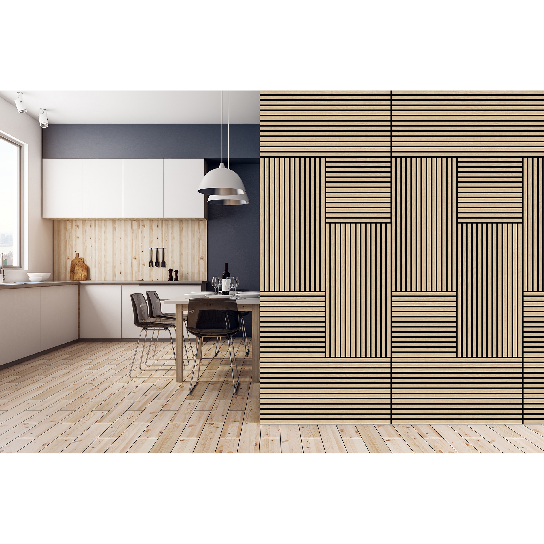 profitan Wand- und Akustikpaneel - Eiche Light - schwarz - 51x104 cm